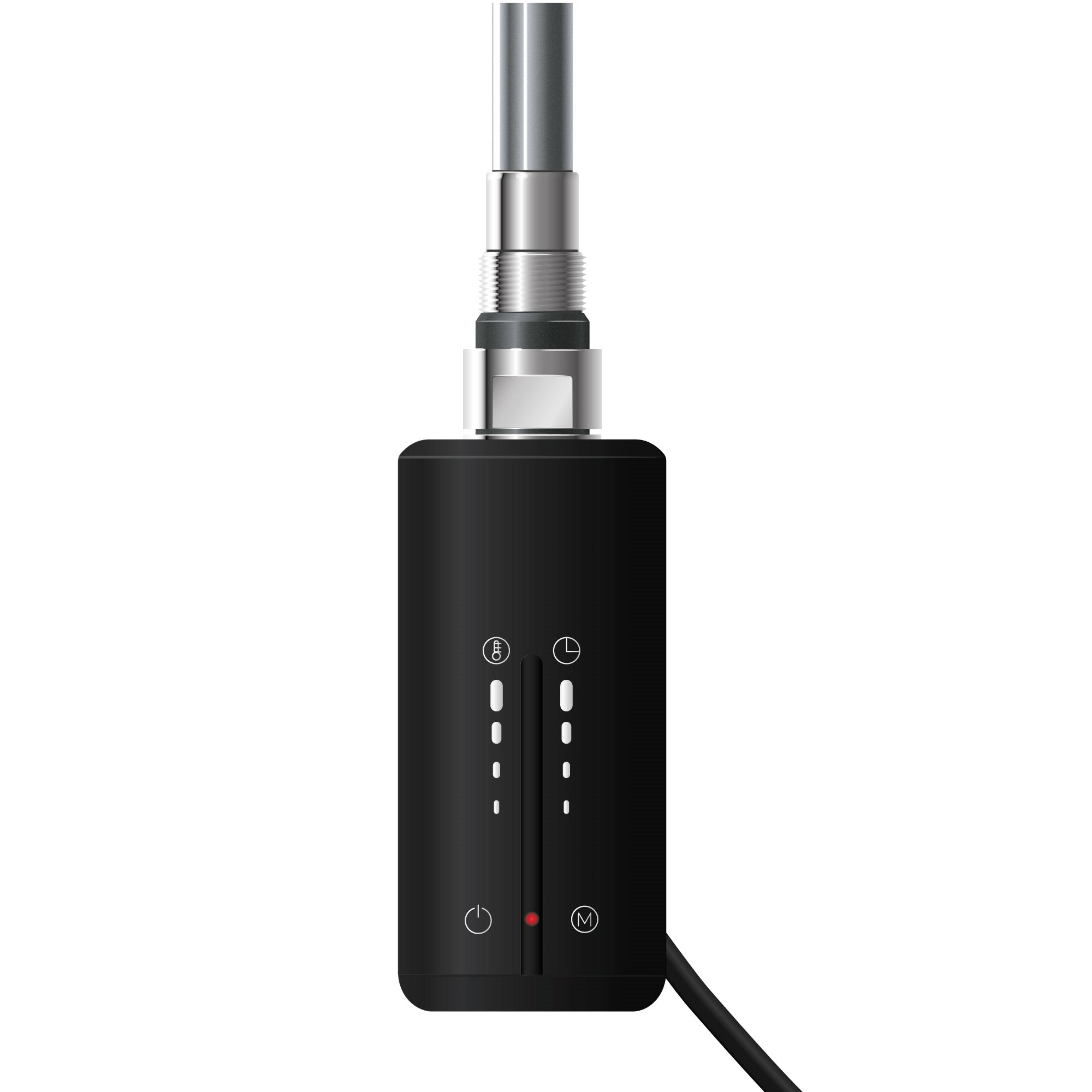 Black heating rod with controls and cable.