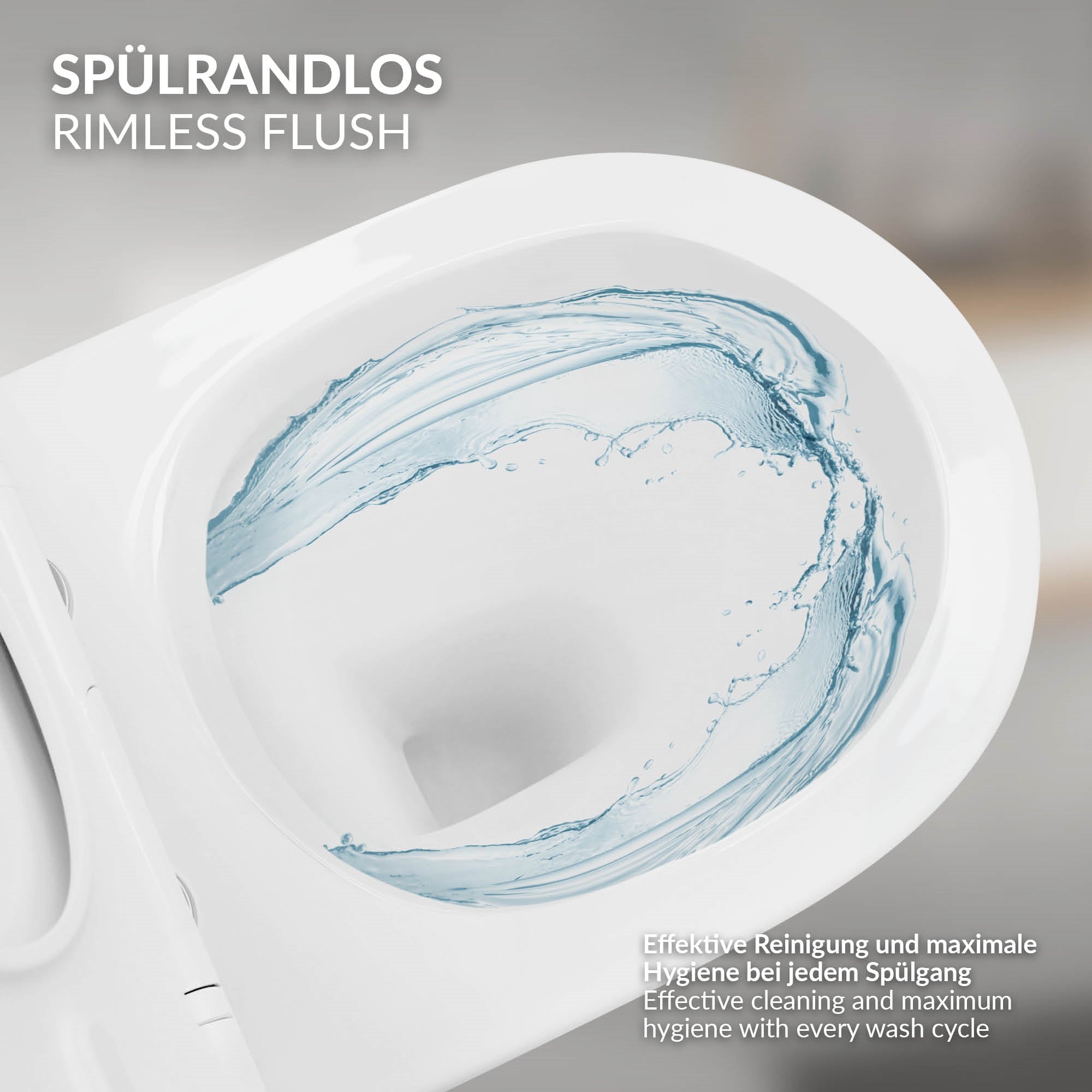 Toilet bowl with water swirl when flushing.