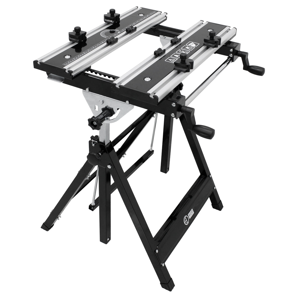 Mesa ajustable con un soporte para herramientas.