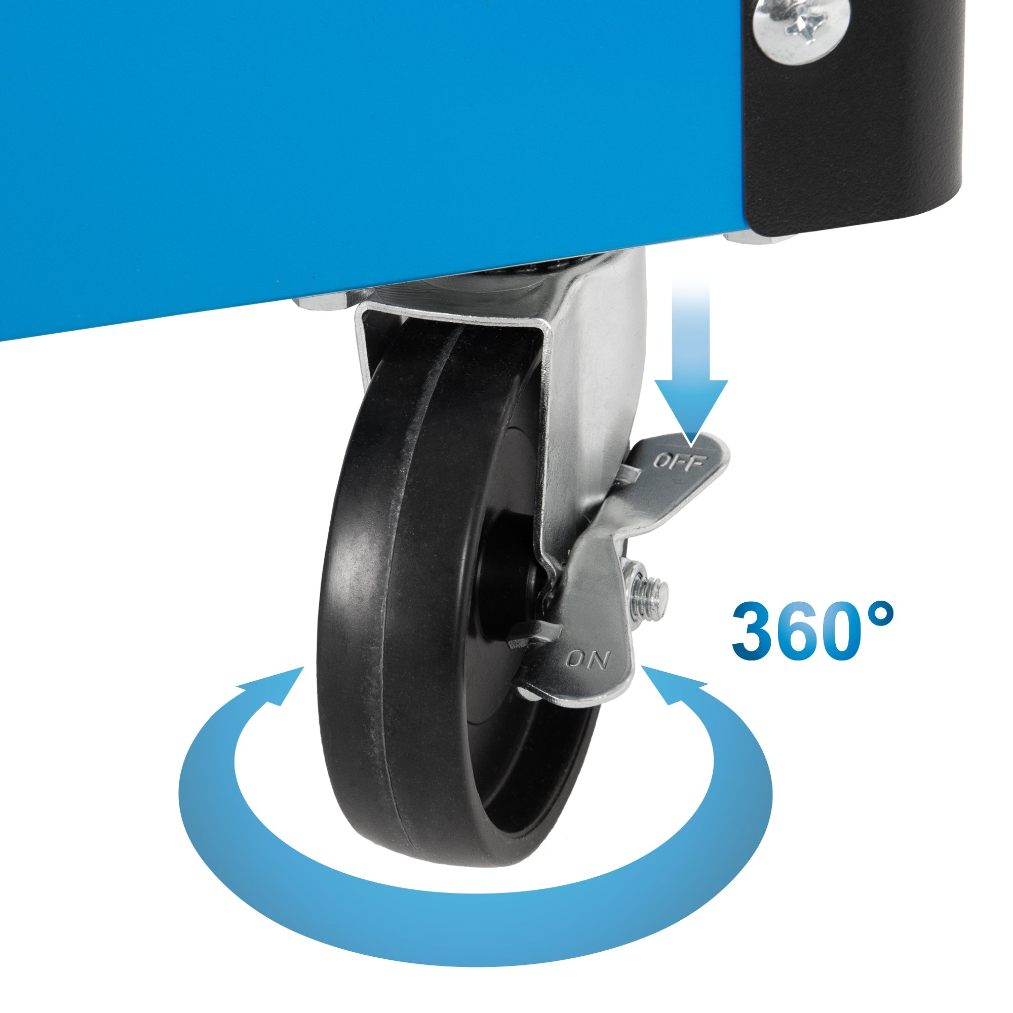 Detailní záběr otočného kola s funkcí otáčení o 360 stupňů.