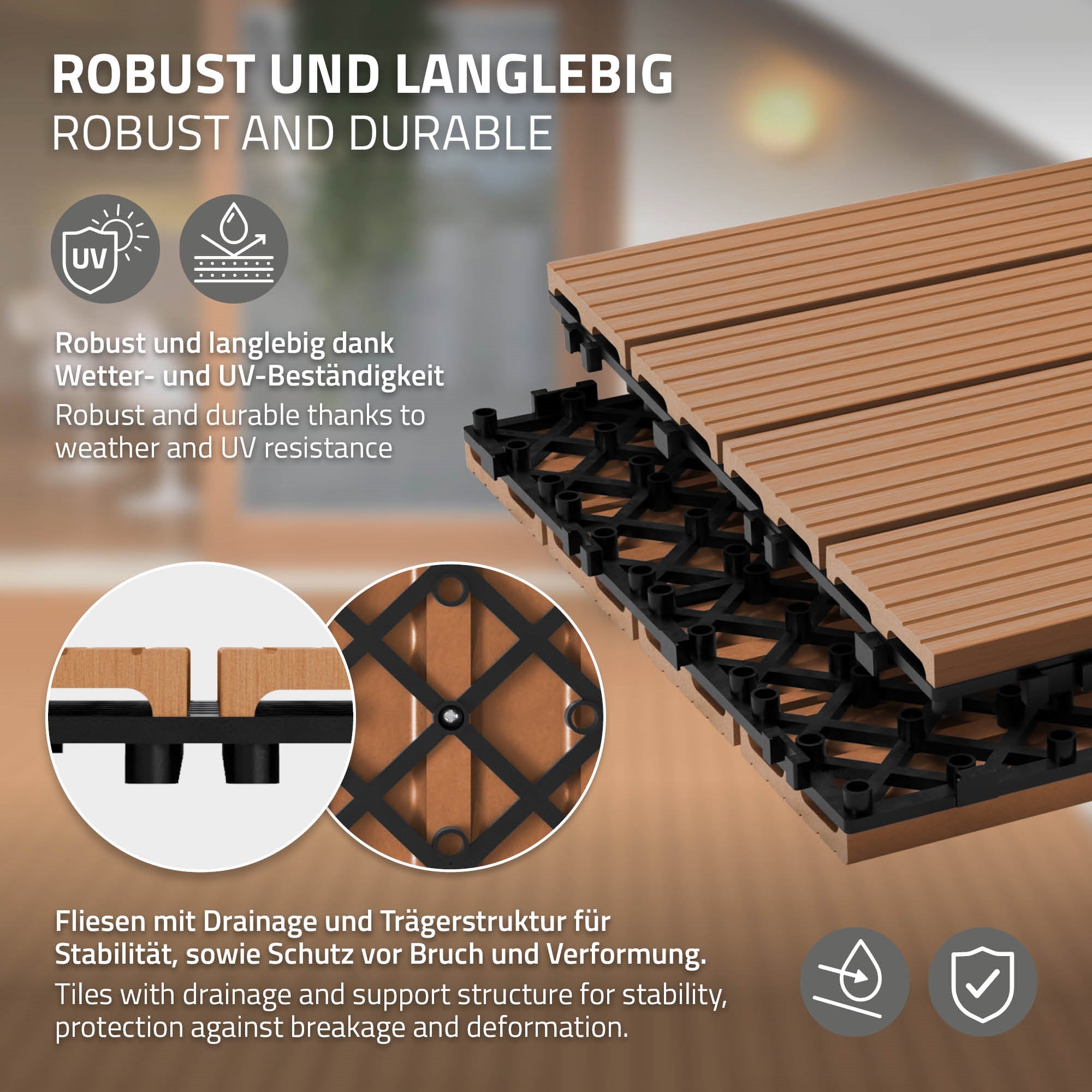Grafik zu robusten und langlebigen Bodenplatten mit Drainage und Stabilität.