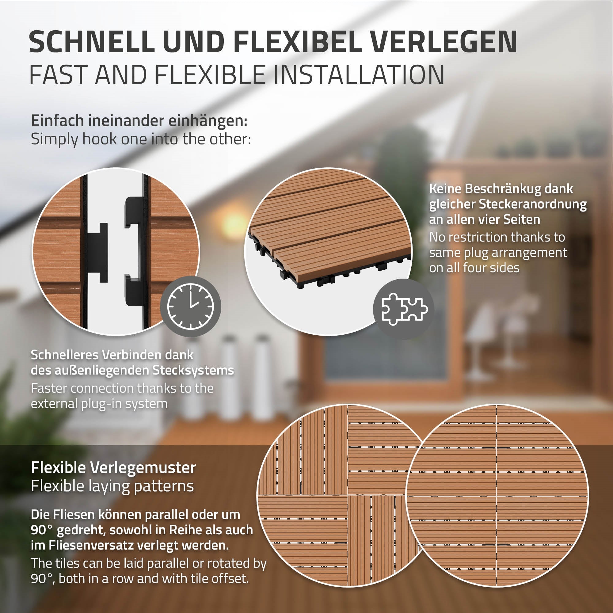Graphique avec des informations sur la pose flexible de dalles de sol.