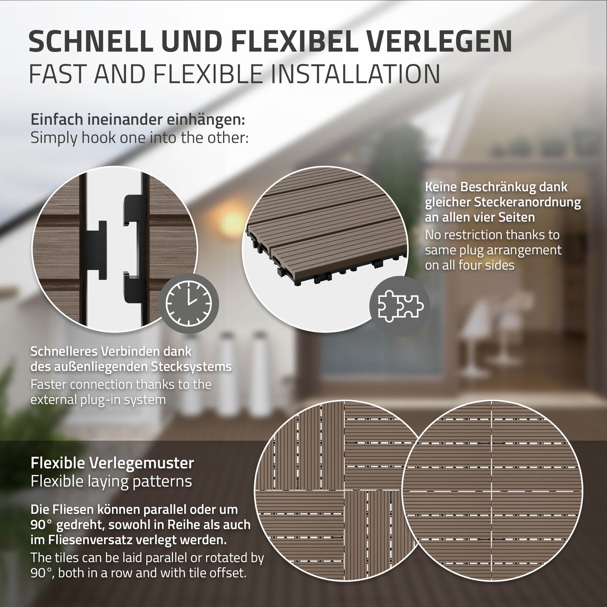 Grafiek voor de flexibele plaatsing van vloerplaten met verschillende patronen.