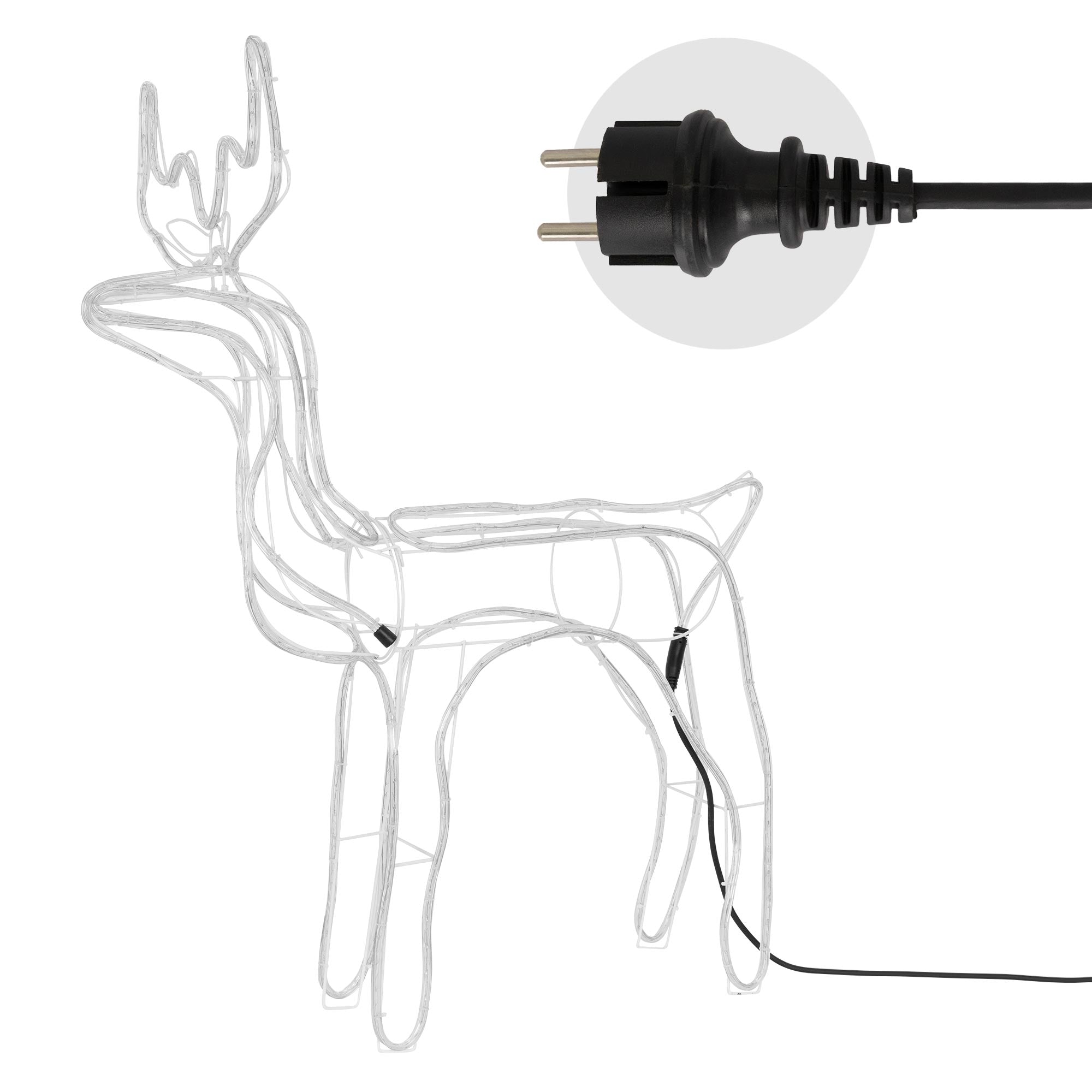 Lampe transparente en forme de renne avec connexion de câble.
