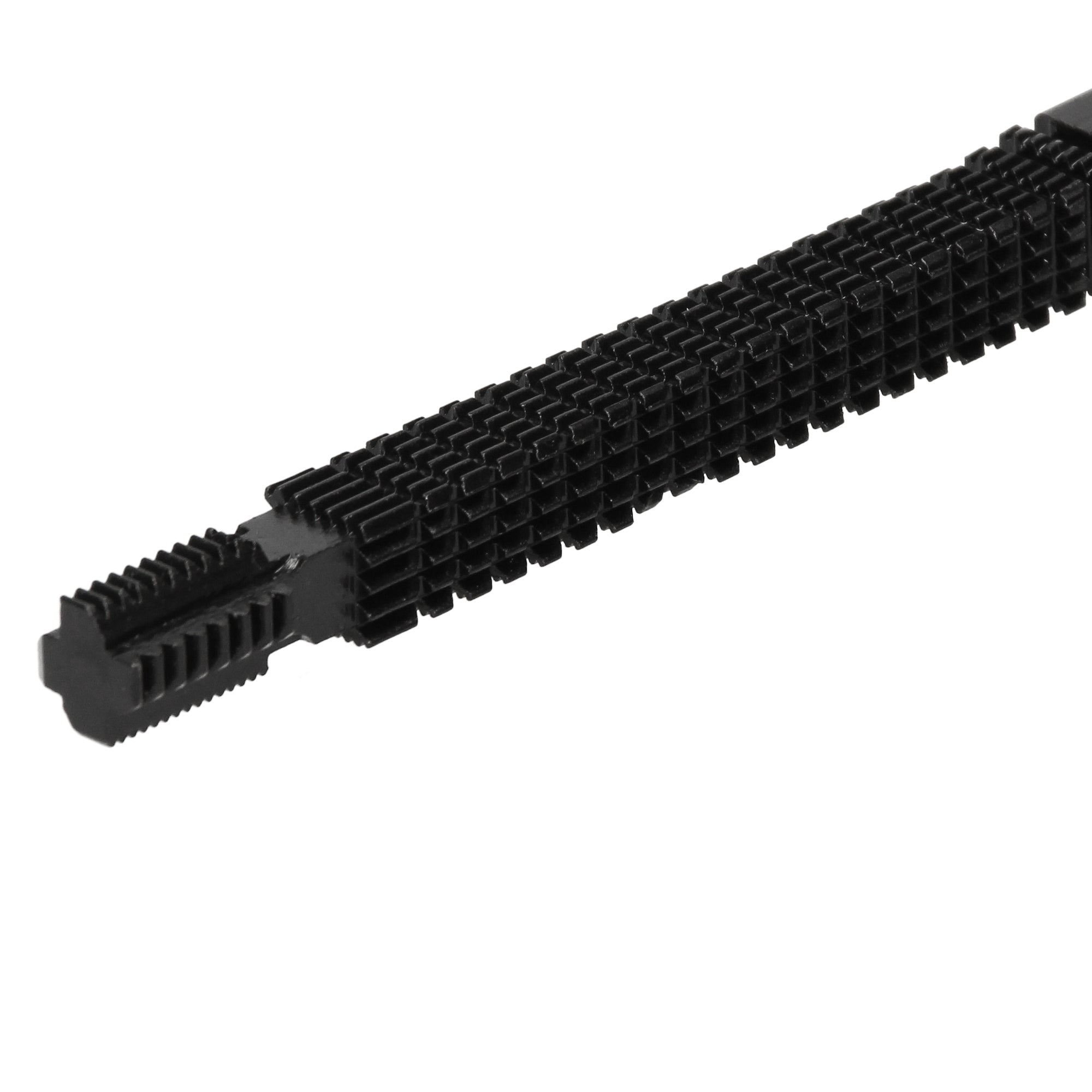 Bande en plastique dentée noire avec support.