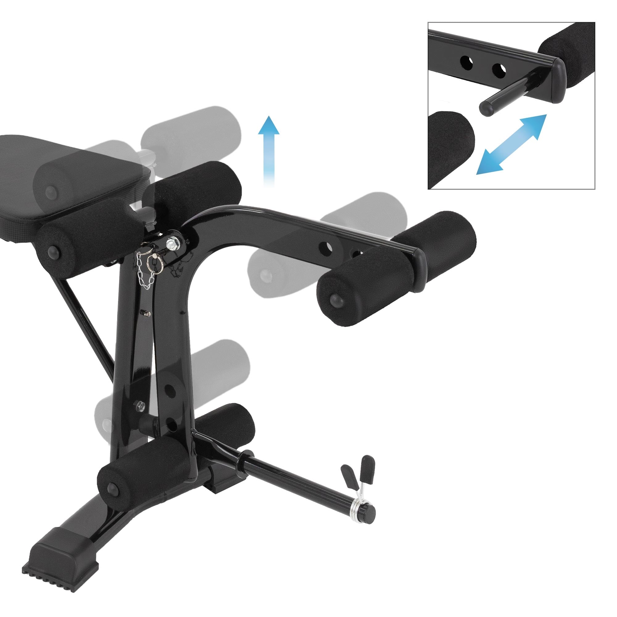 Detailní záběr na nastavitelné fitness zařízení.
