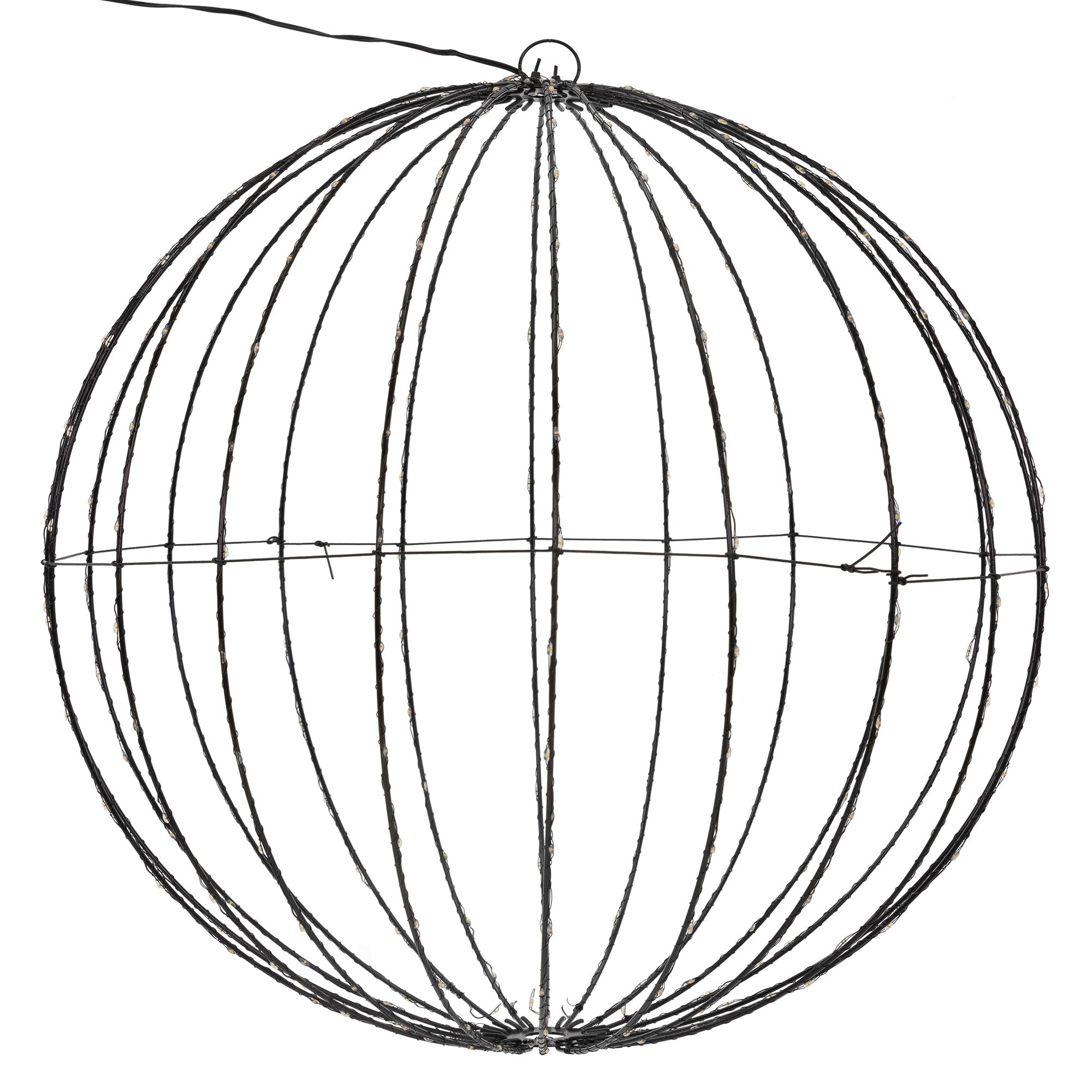 Esfera de alambre hecha de hilos delgados que forma una forma redonda.