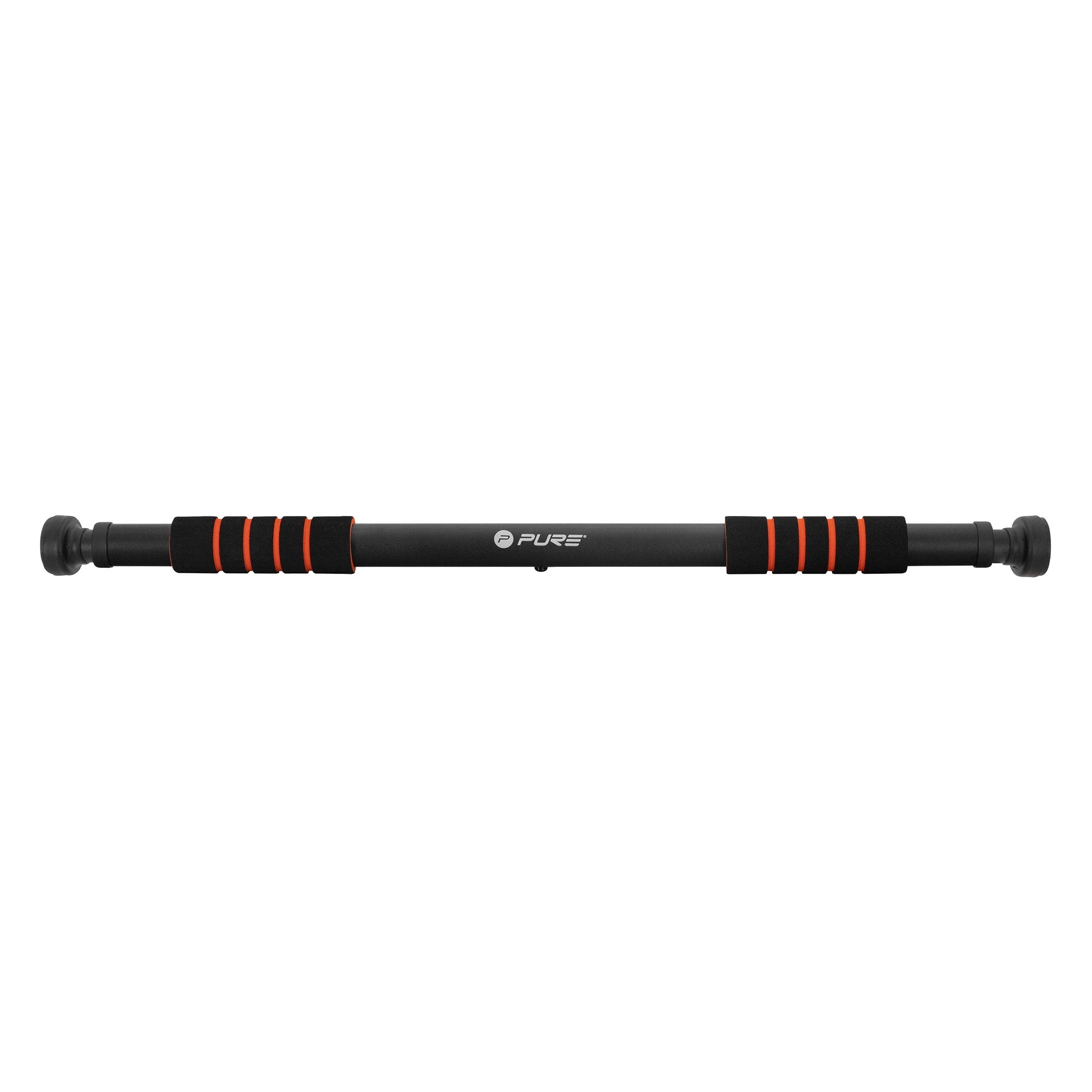 Black training bar with orange accents.