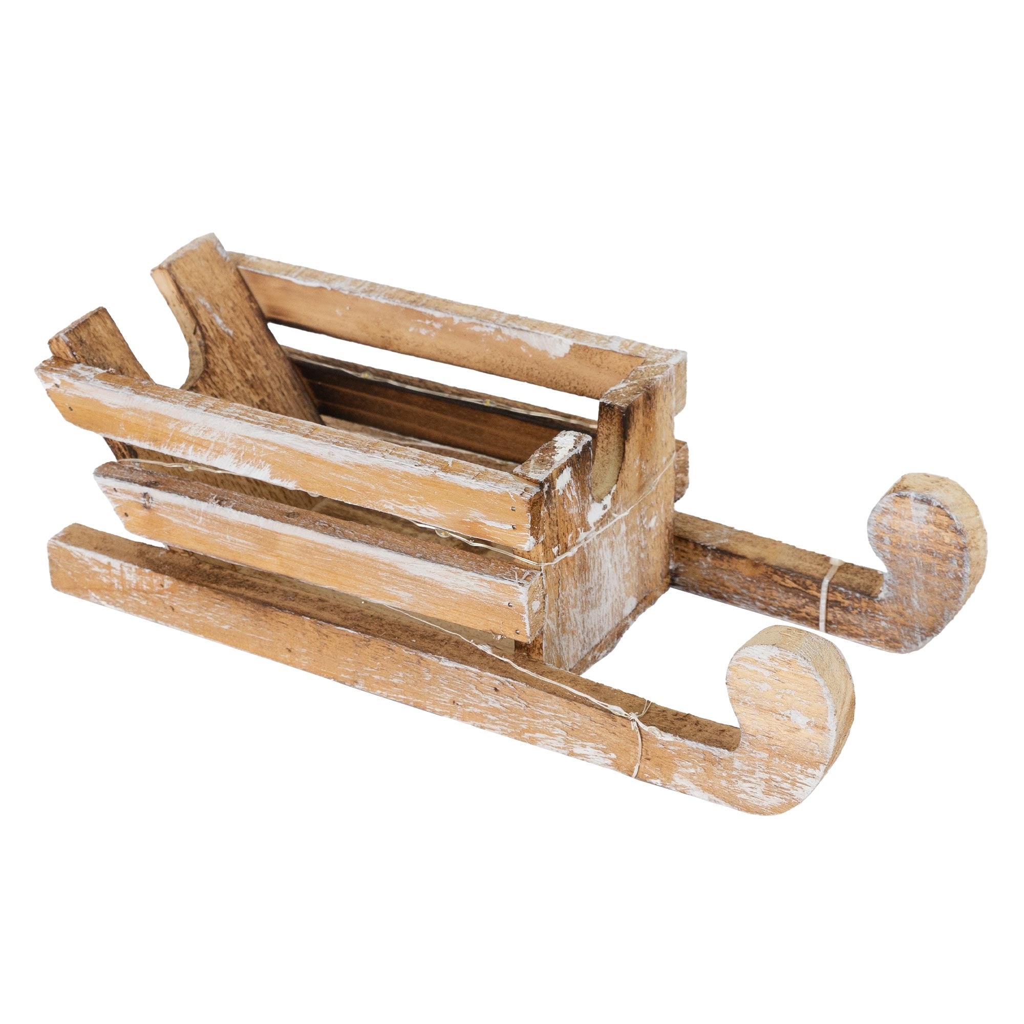 Holzschlitten in rustikalem Design, unbehandelt und unbenutzt.
