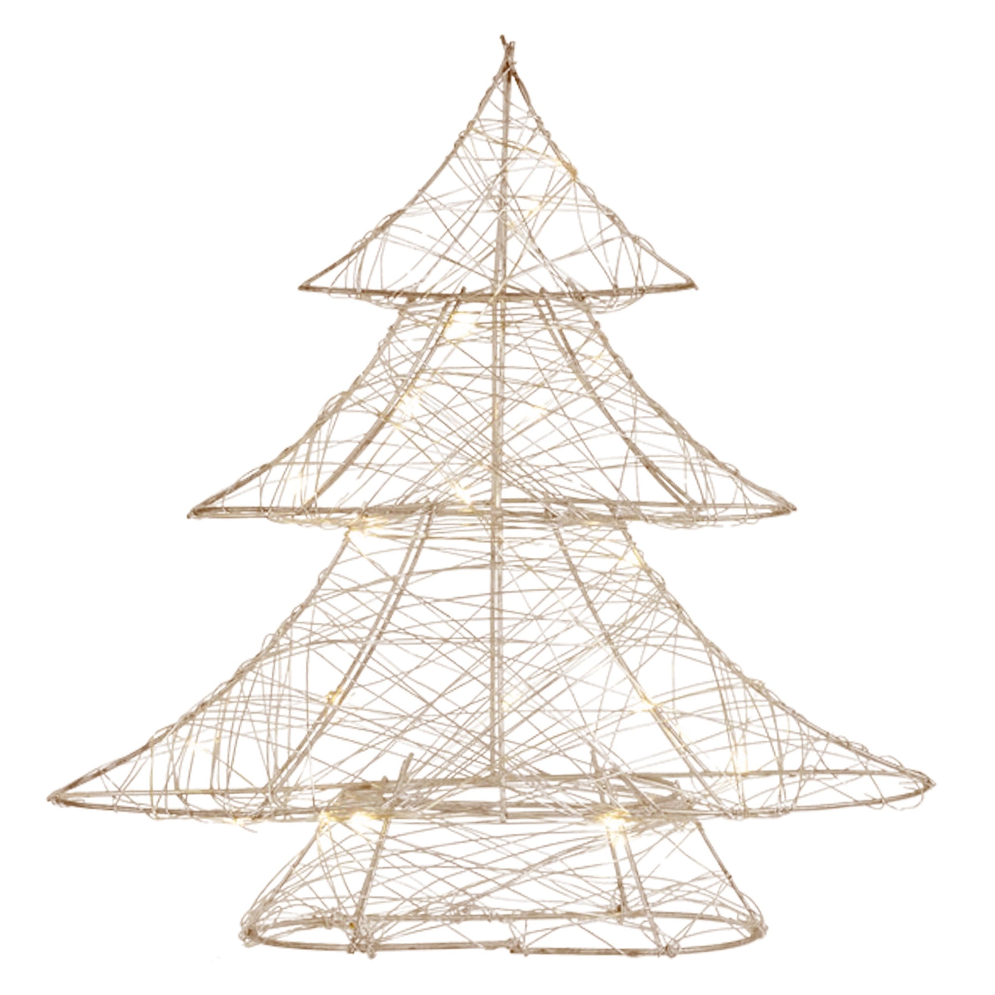 Wire tree with lights, tripartite, on a light background.