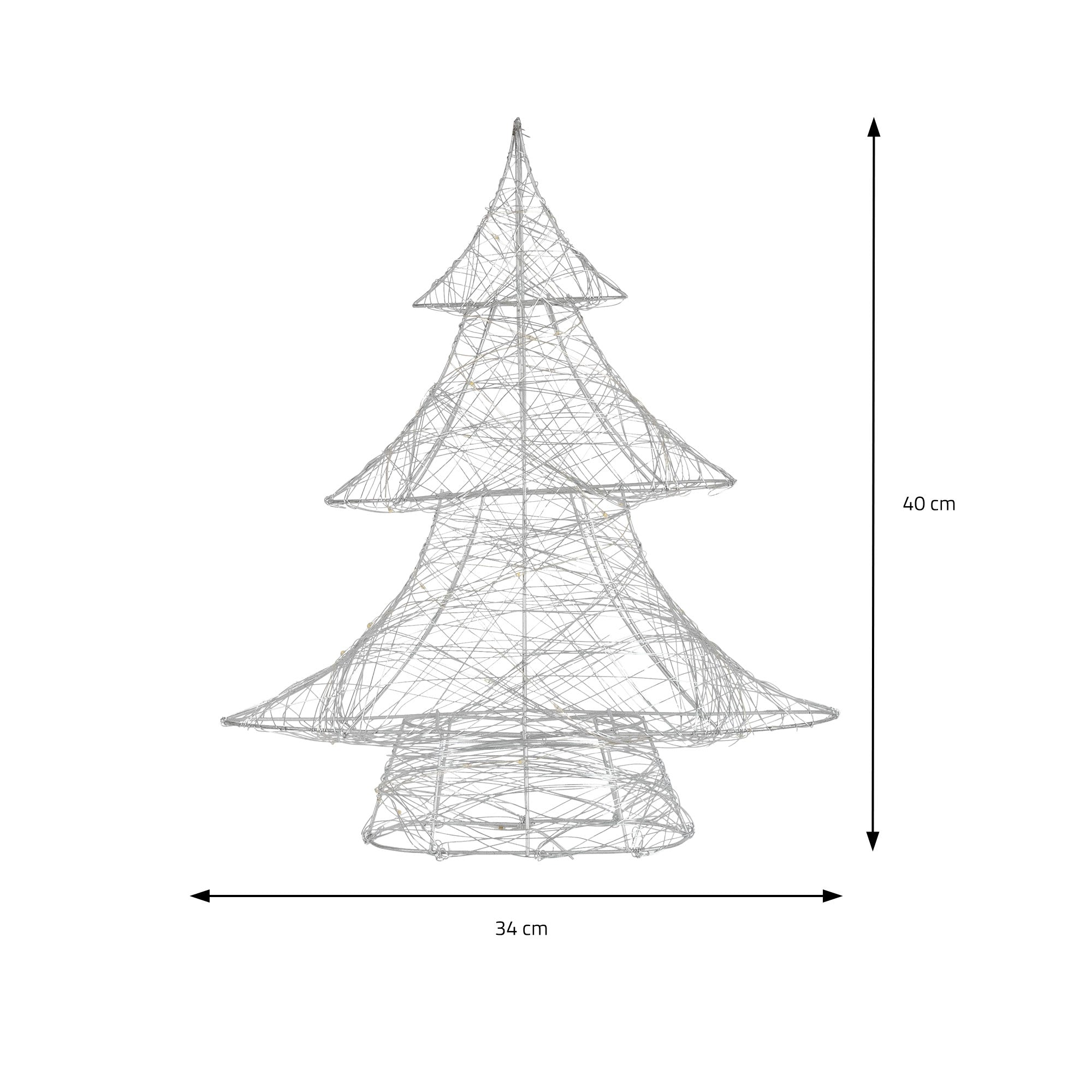 Drahtbaum in Form eines Weihnachtsbaums, 40 cm hoch und 34 cm breit.