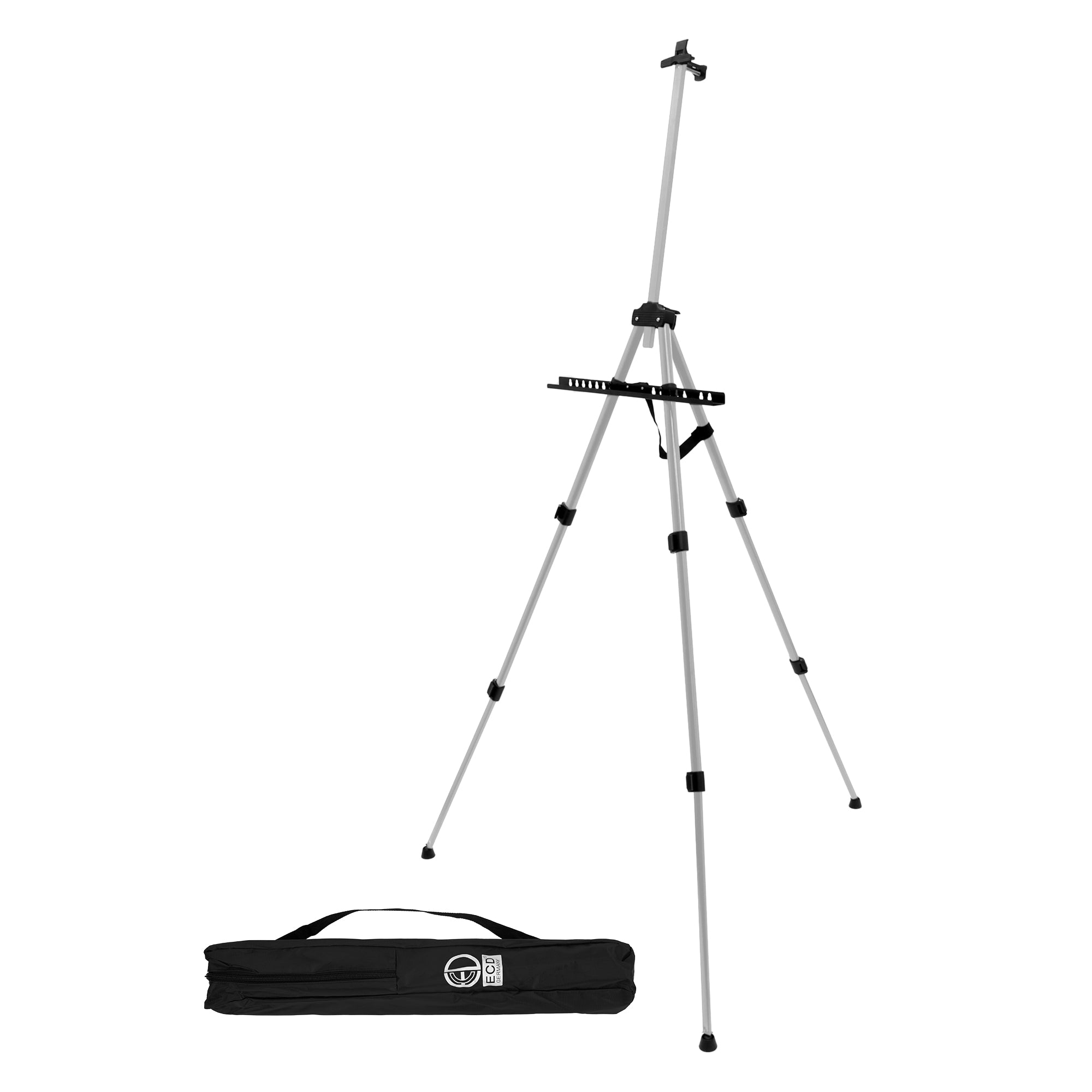 Tripod with carrying case, in black color.