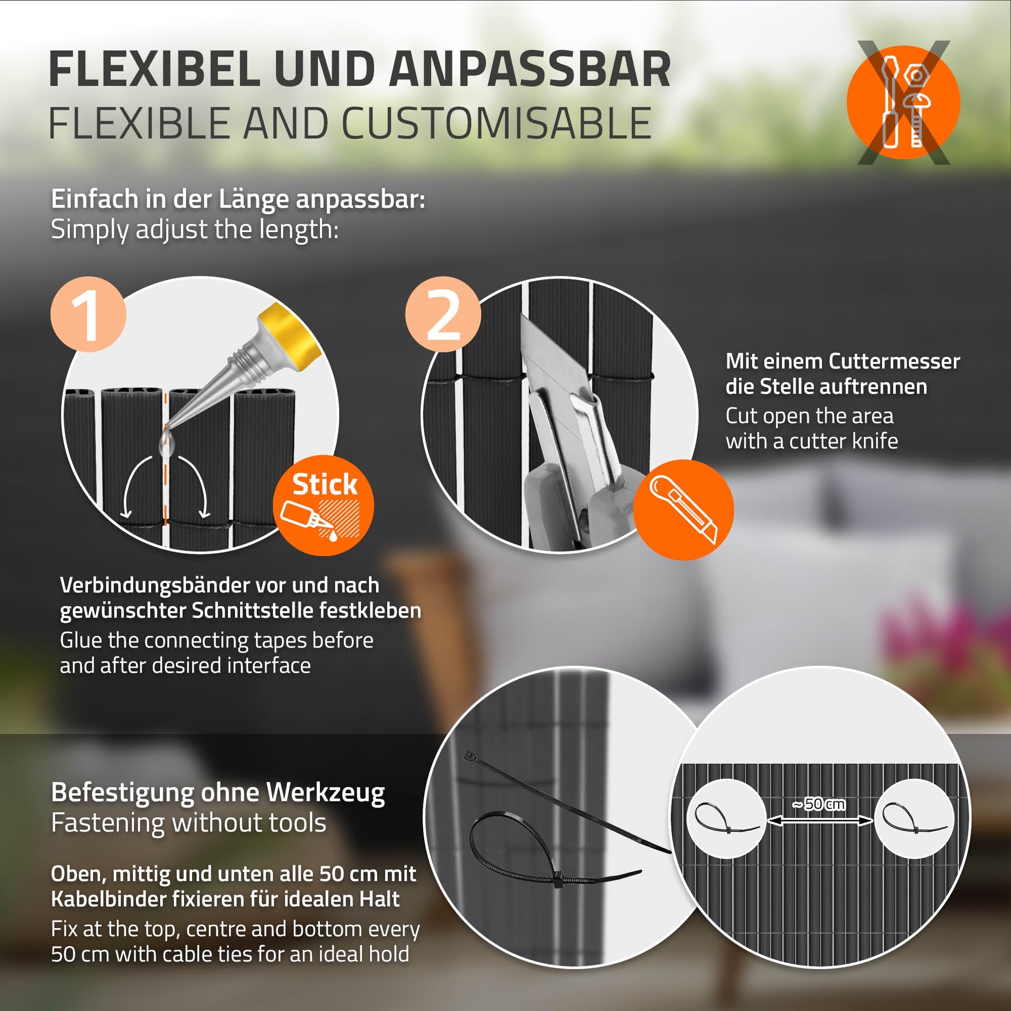 Tilpasselige paneler med værktøj til nem installation.