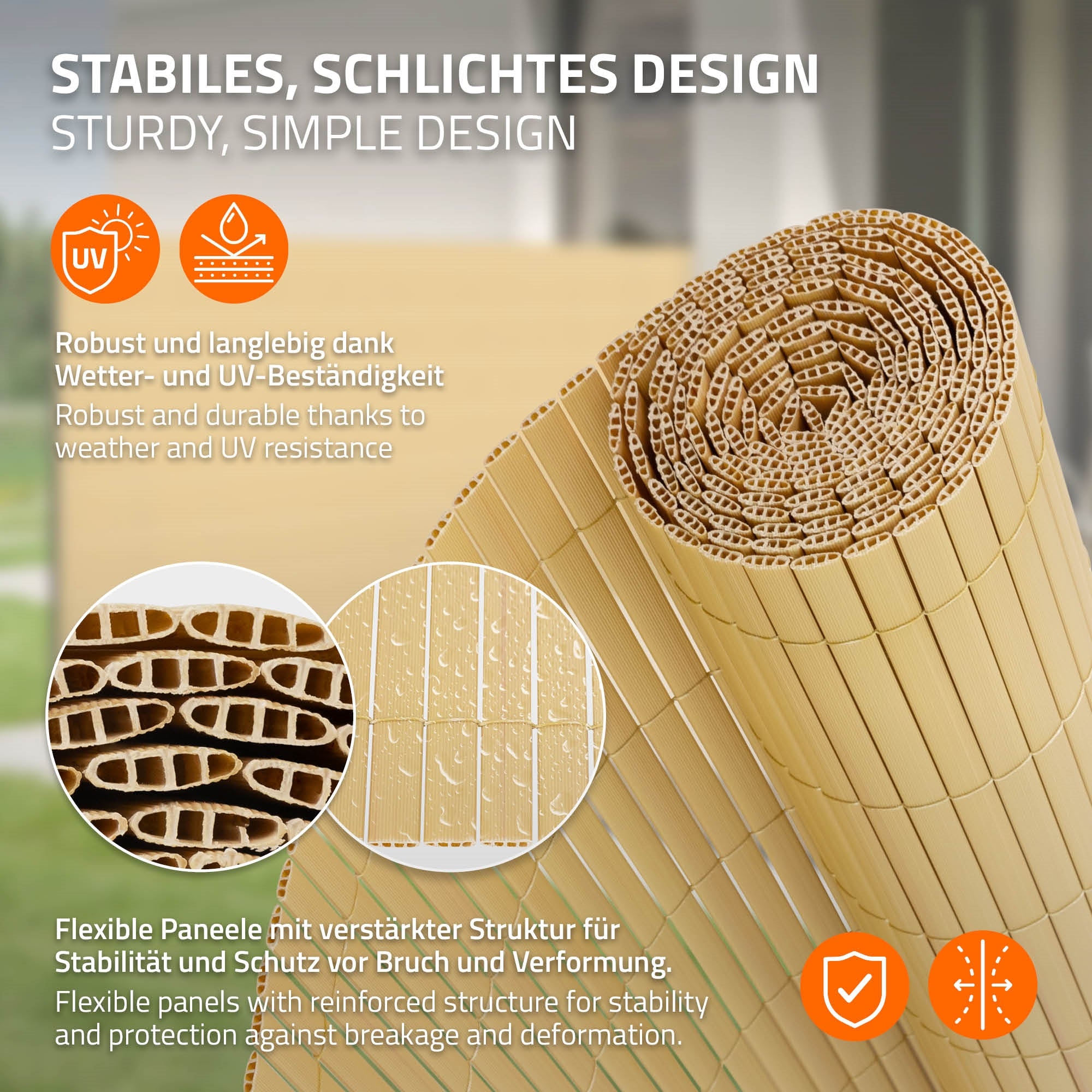 Nahaufnahme von flexiblen Paneelen mit strukturierten Oberflächen.