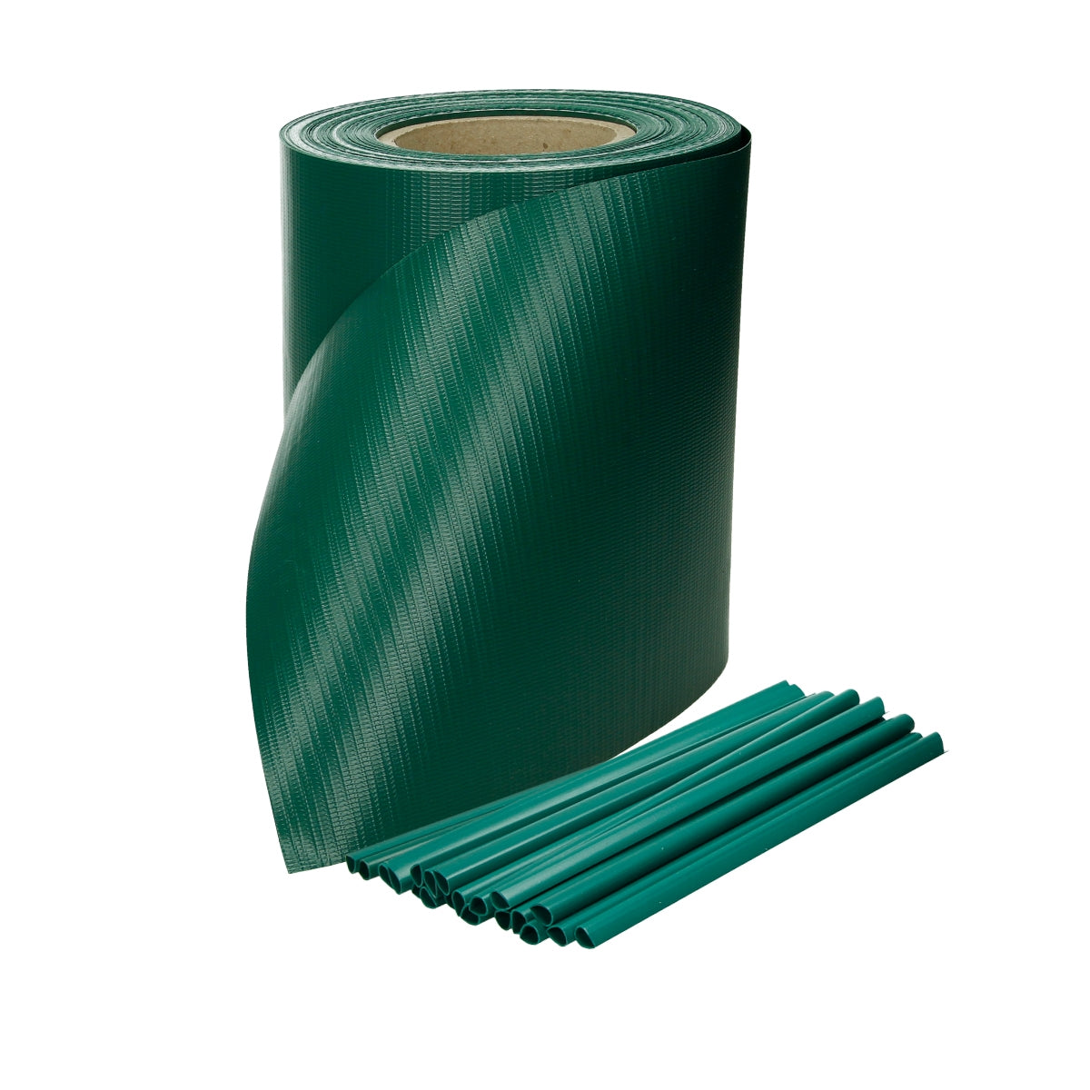 A roll of green, textured material with several green tubes.