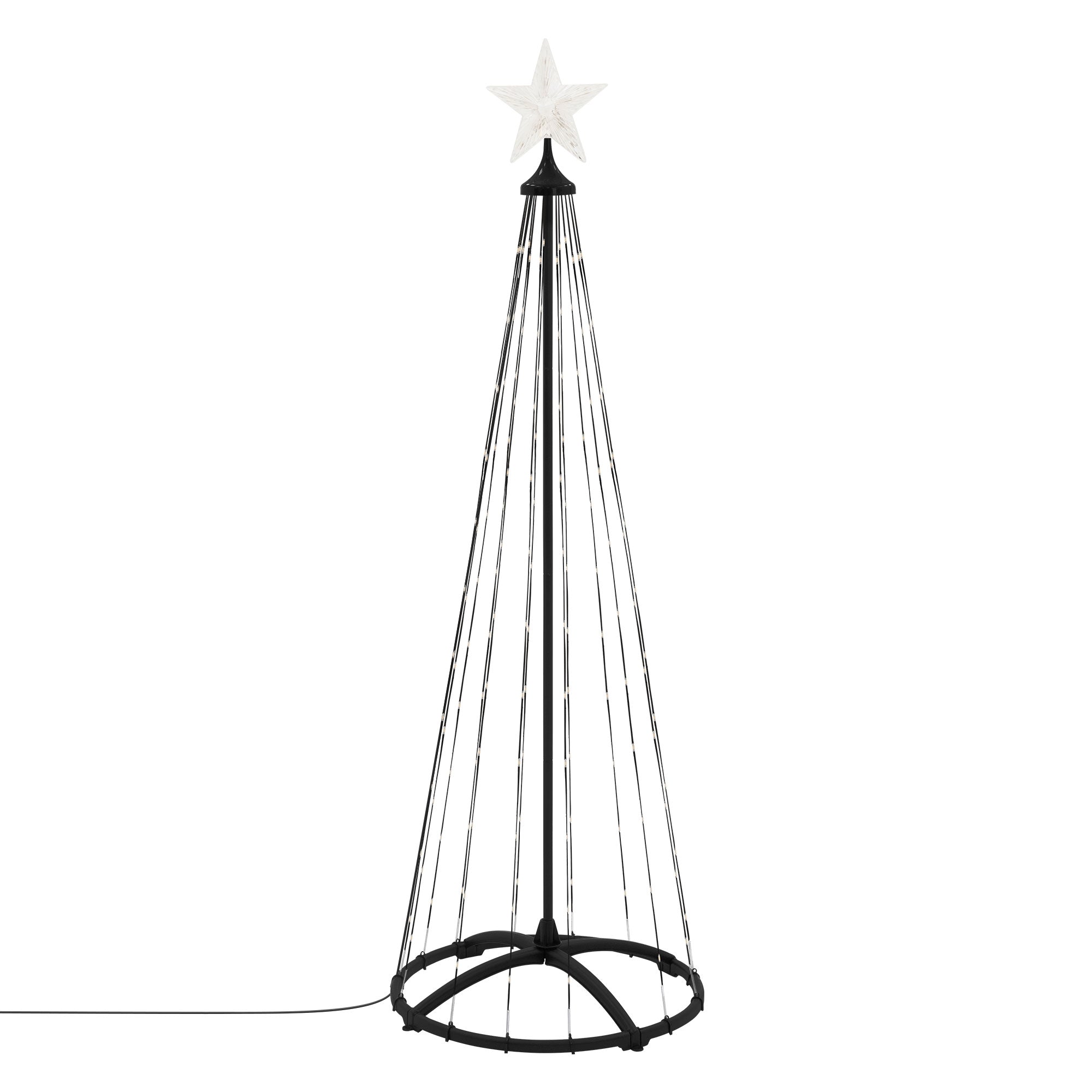 Black and white Christmas tree with a star on top.