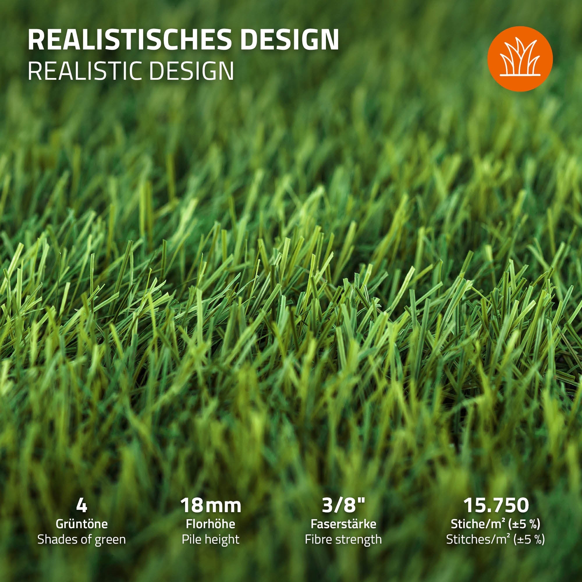 Primer plano de césped artificial verde con diferentes tonalidades.