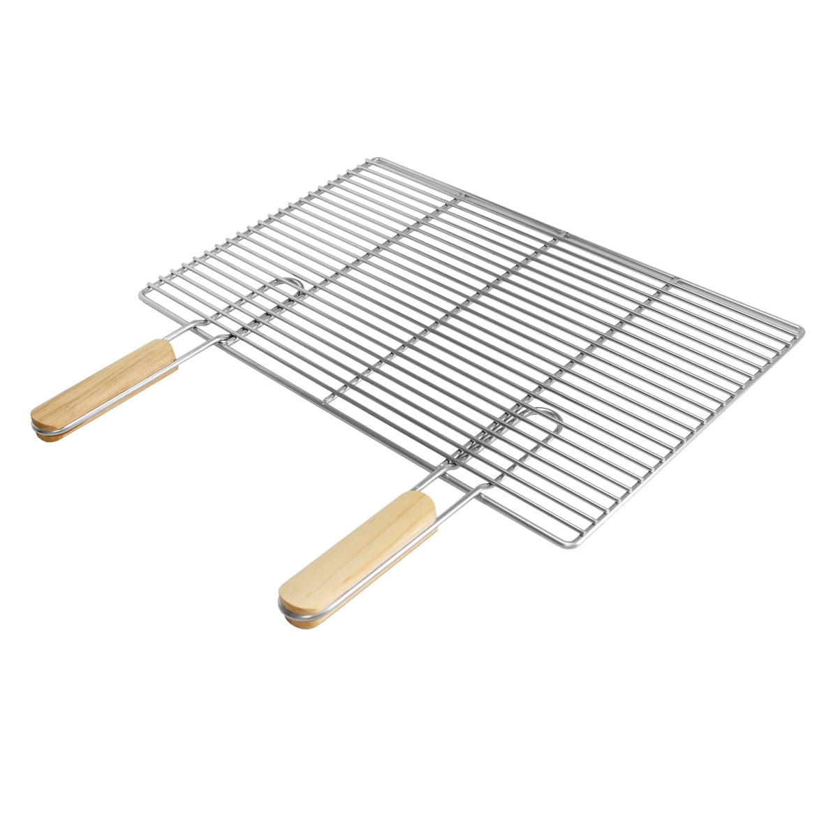 Twee metalen bakplaten met houten handvatten, naast elkaar geplaatst.