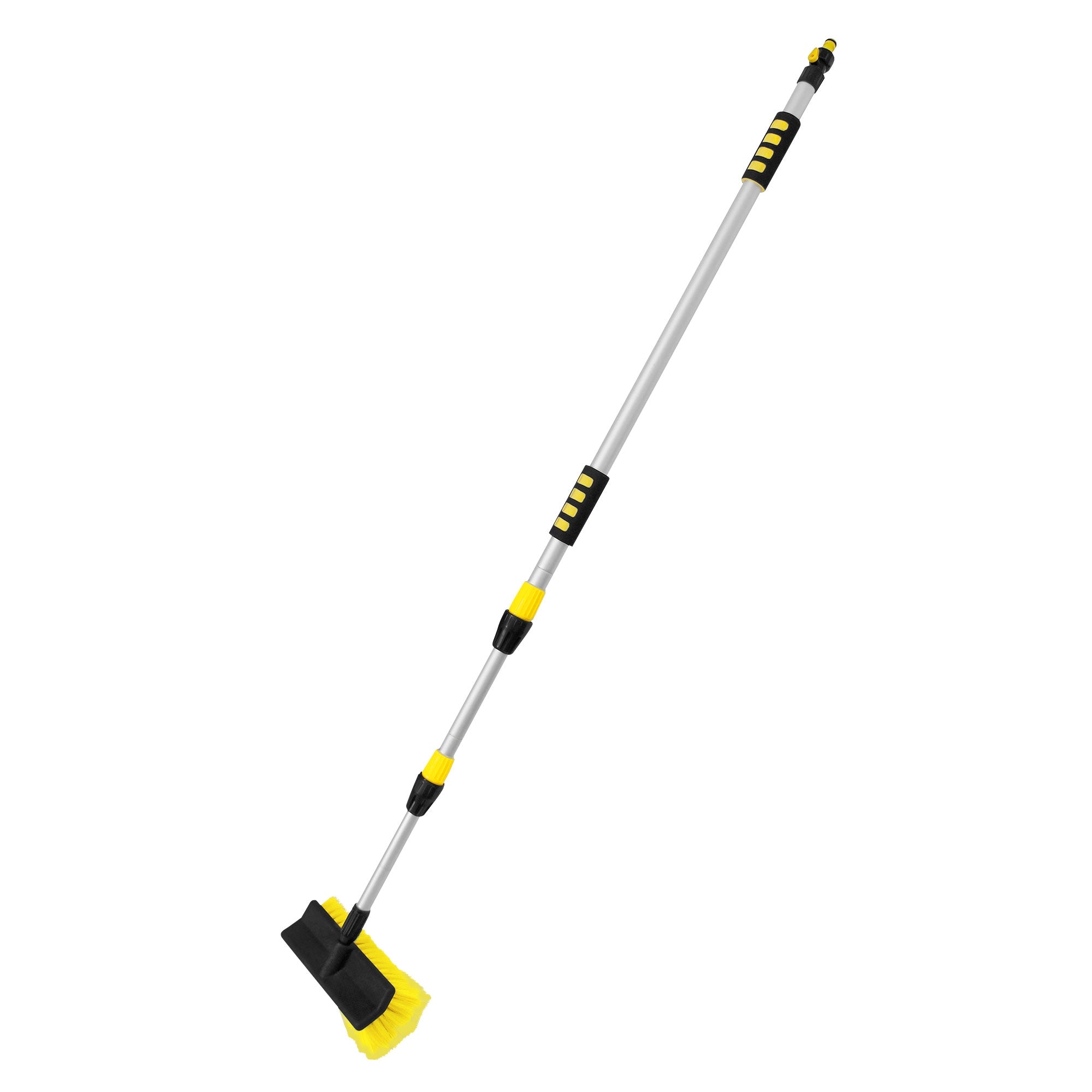 Long manche à balai avec brosse, représenté en position verticale.
