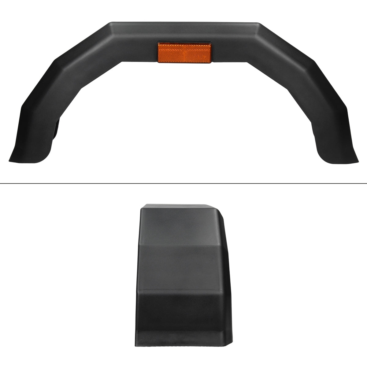 Cubierta de plástico negro con luz reflectante naranja.