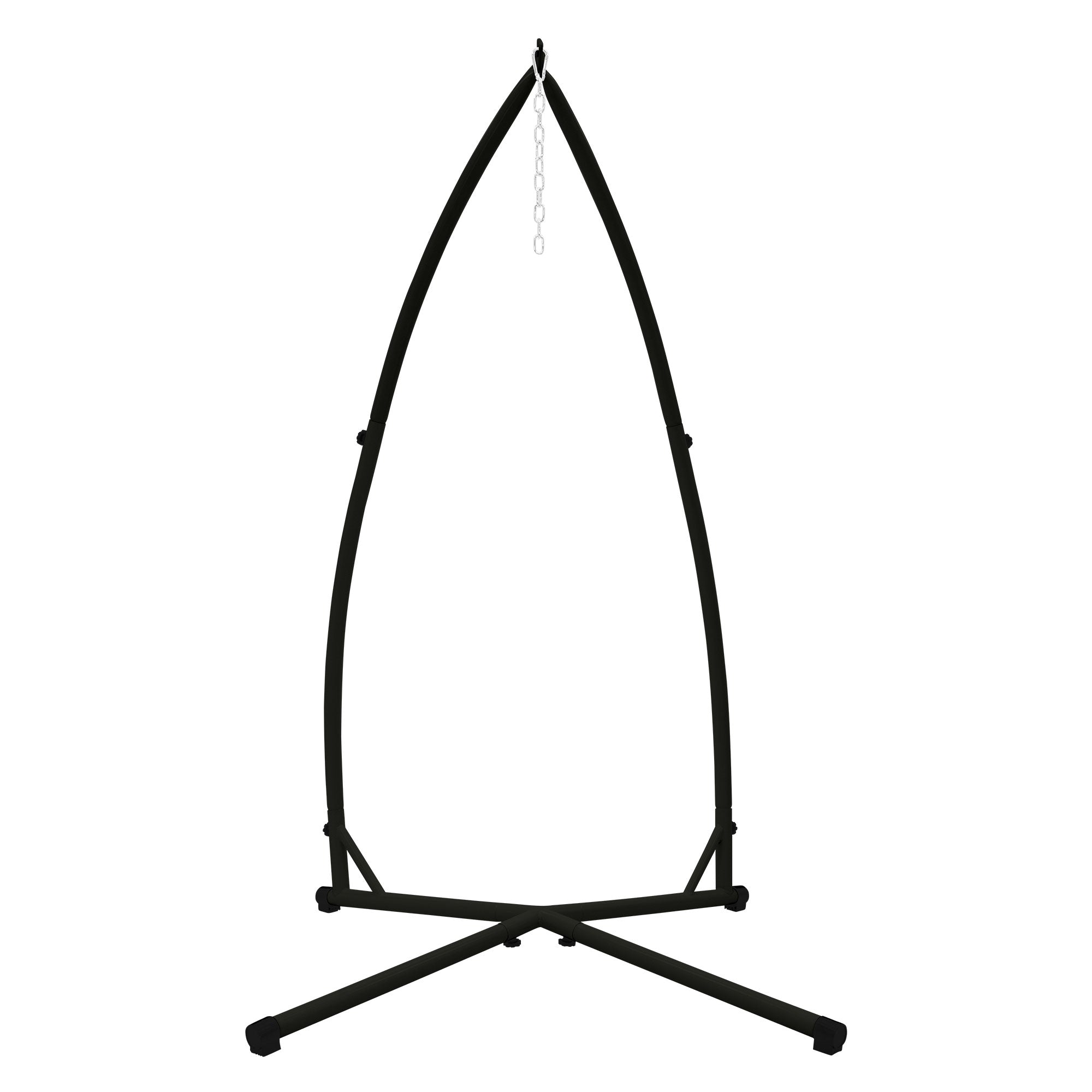 Estructura de marco negro en forma de bote, sin hamaca.