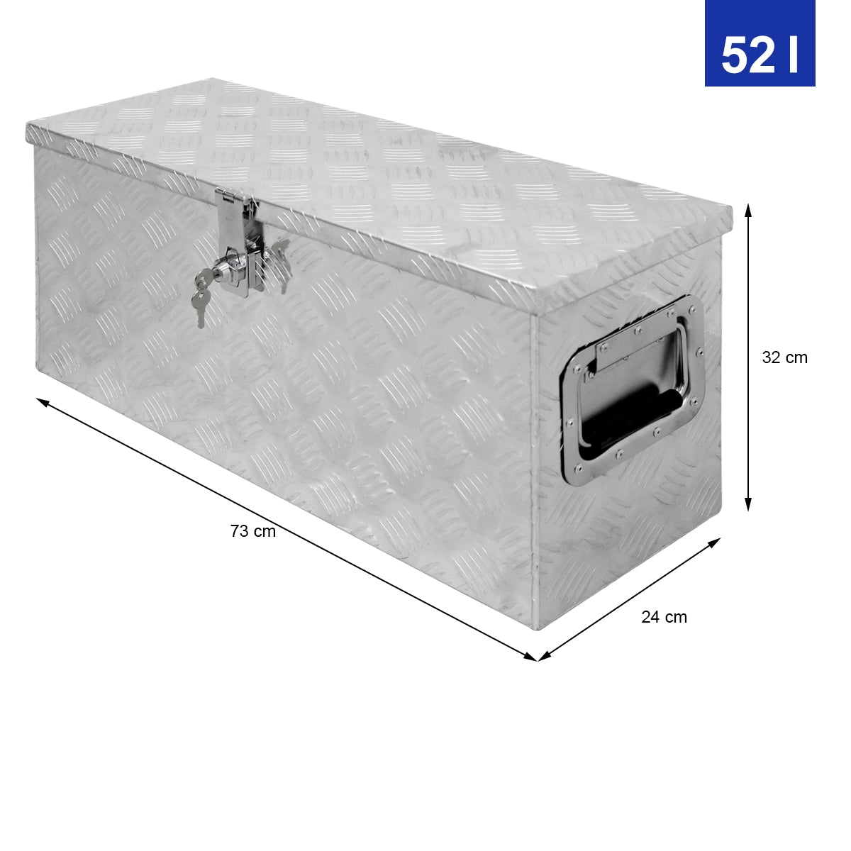Aluminum box with a lock, 73 cm long.