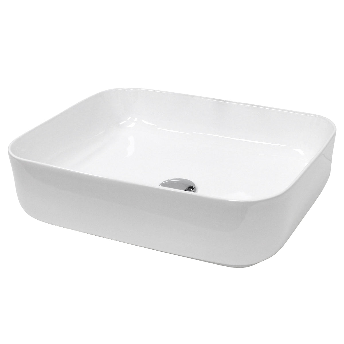 Lavabo rettangolare bianco con un foro di scarico.