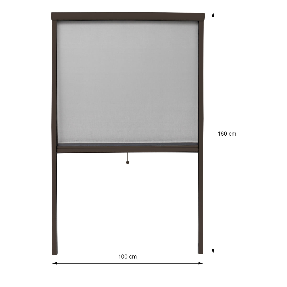 Brun ramme med et net, dimensioner 100 cm x 160 cm.