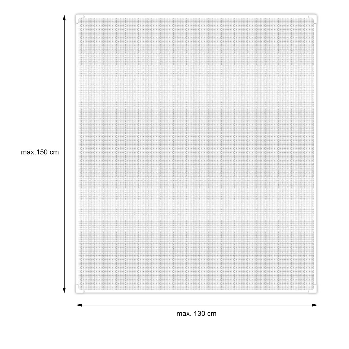 Dimension drawing of an insect protection screen with maximum dimensions.