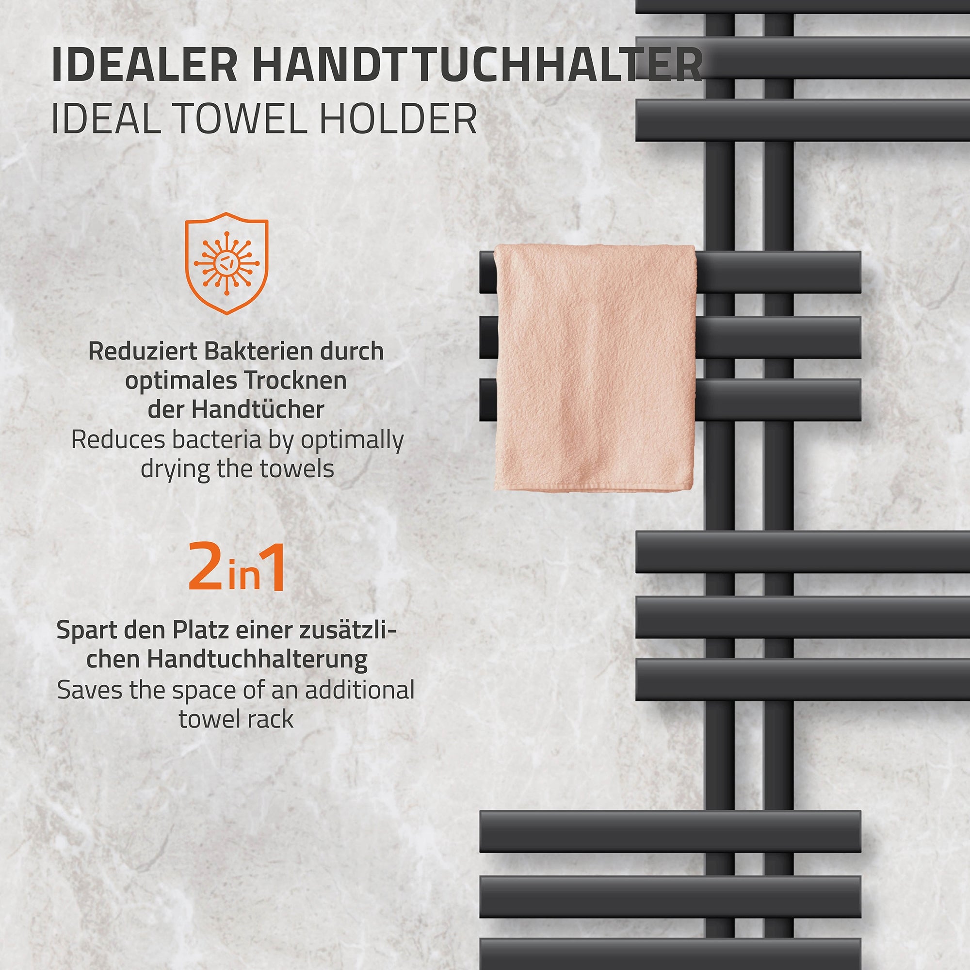 Heizkörper in Anthrazit, 600x1200 mm, an einer hellen Wand montiert.