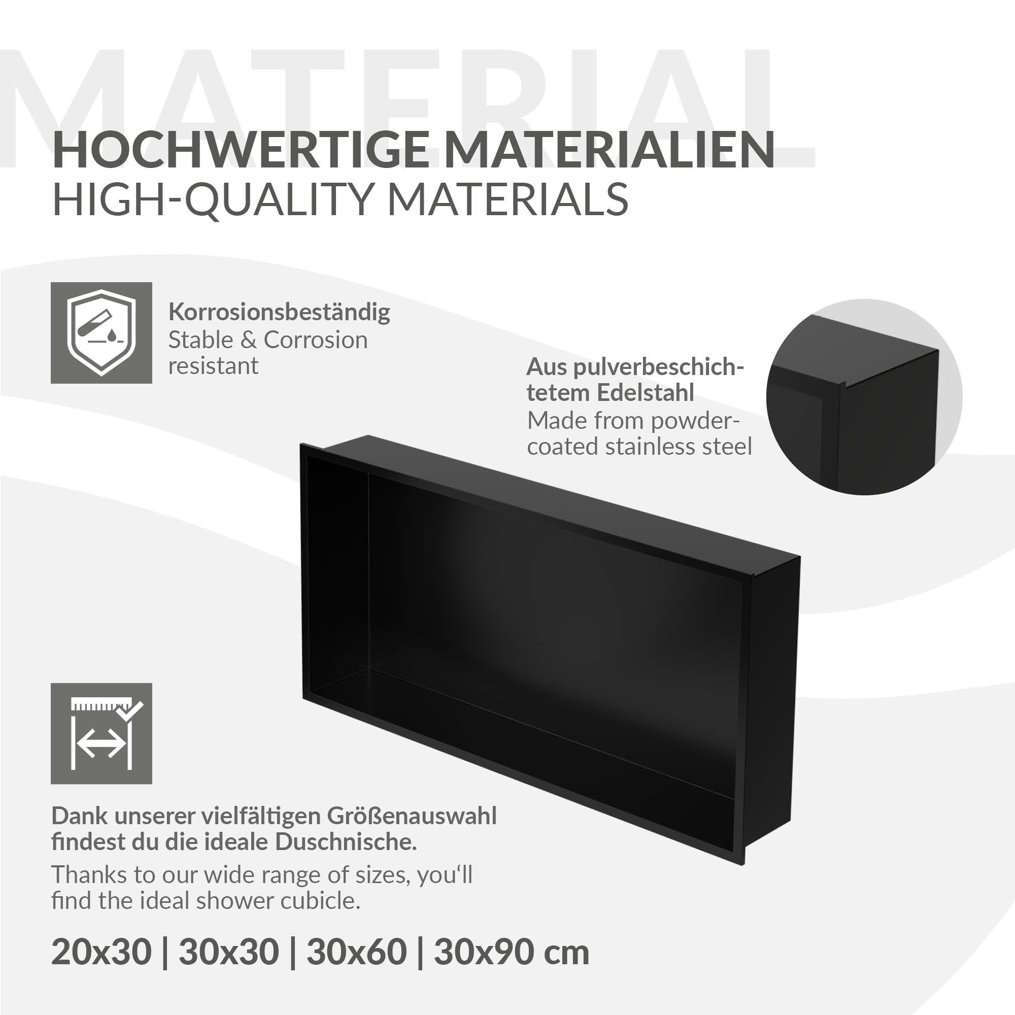 Information on high-quality materials of a wall niche.
