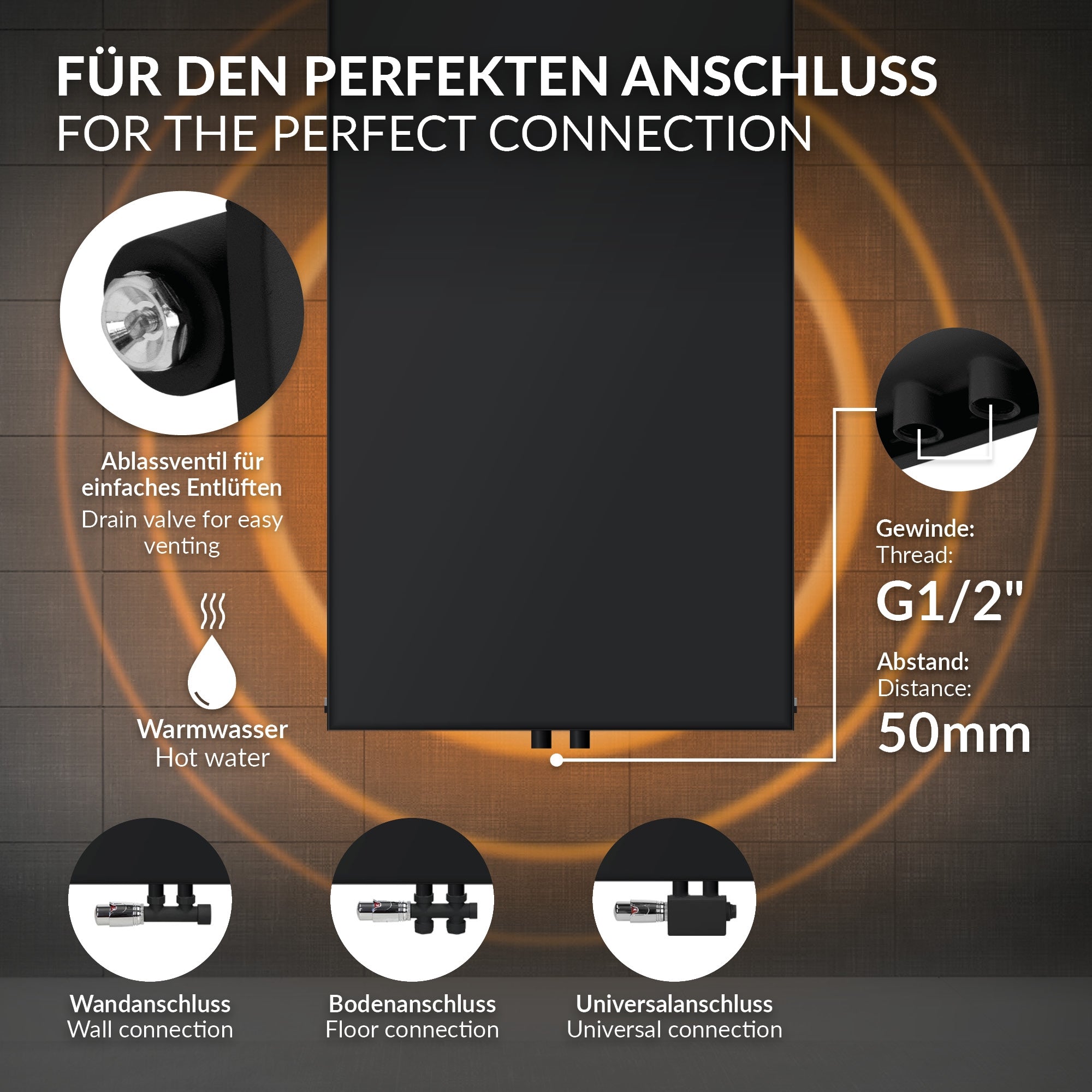 Fekete radiátorlemez 604x1800 mm méretekkel.