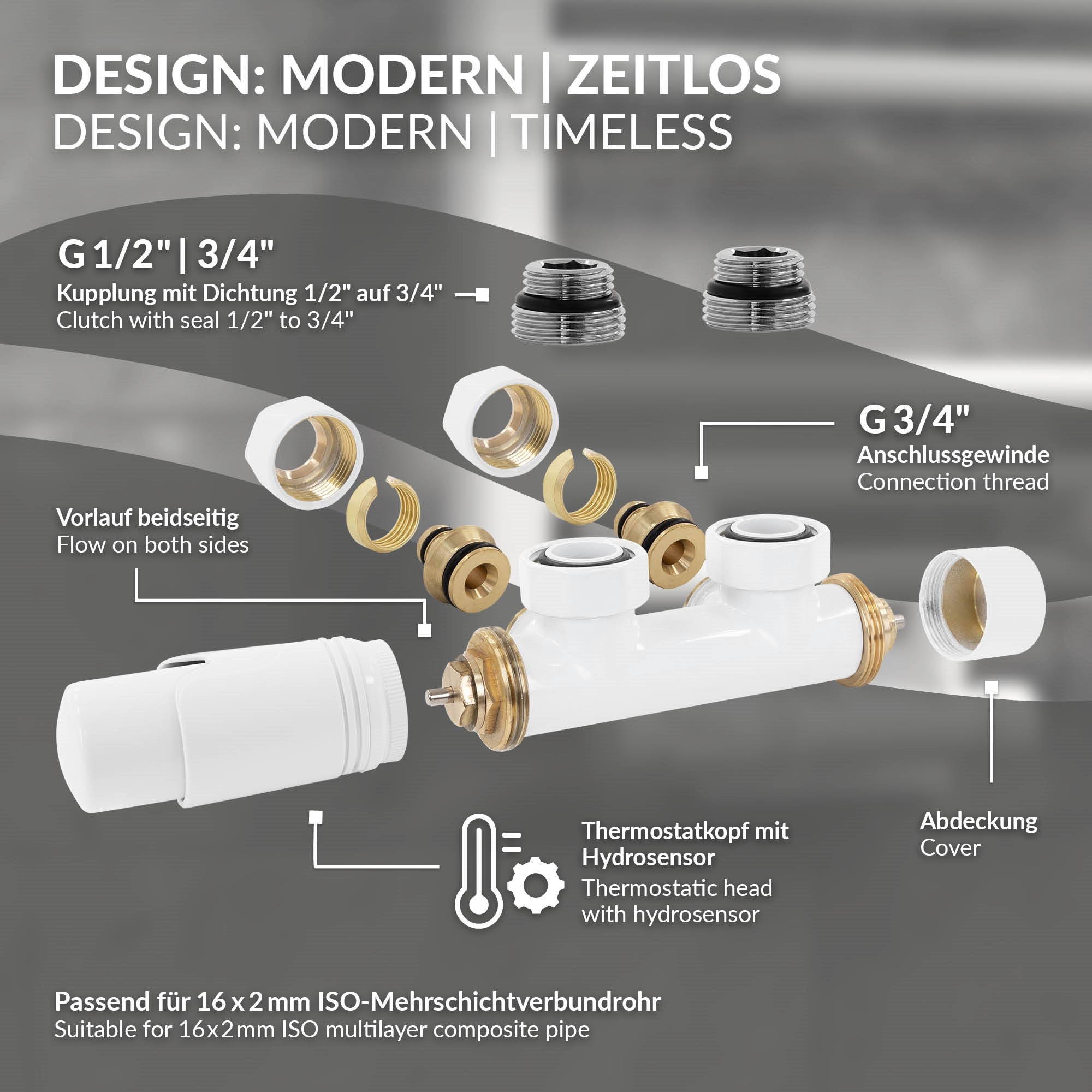 Grafik mit modernen Design-Elementen und Anschlussdetails.