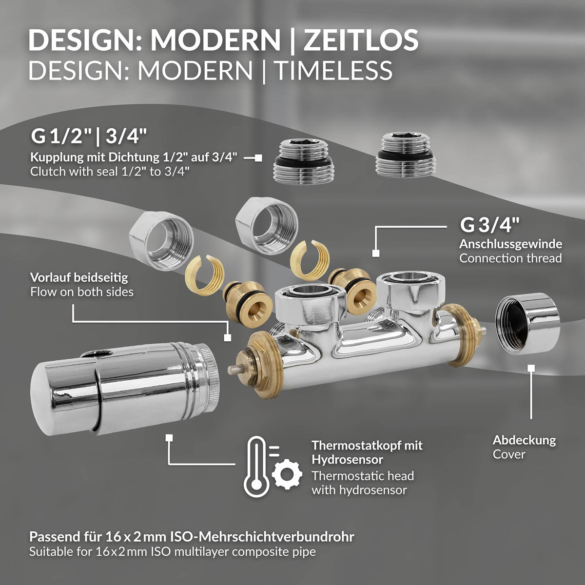 Grafik mit modernen Design-Elementen und Anschlussdetails.