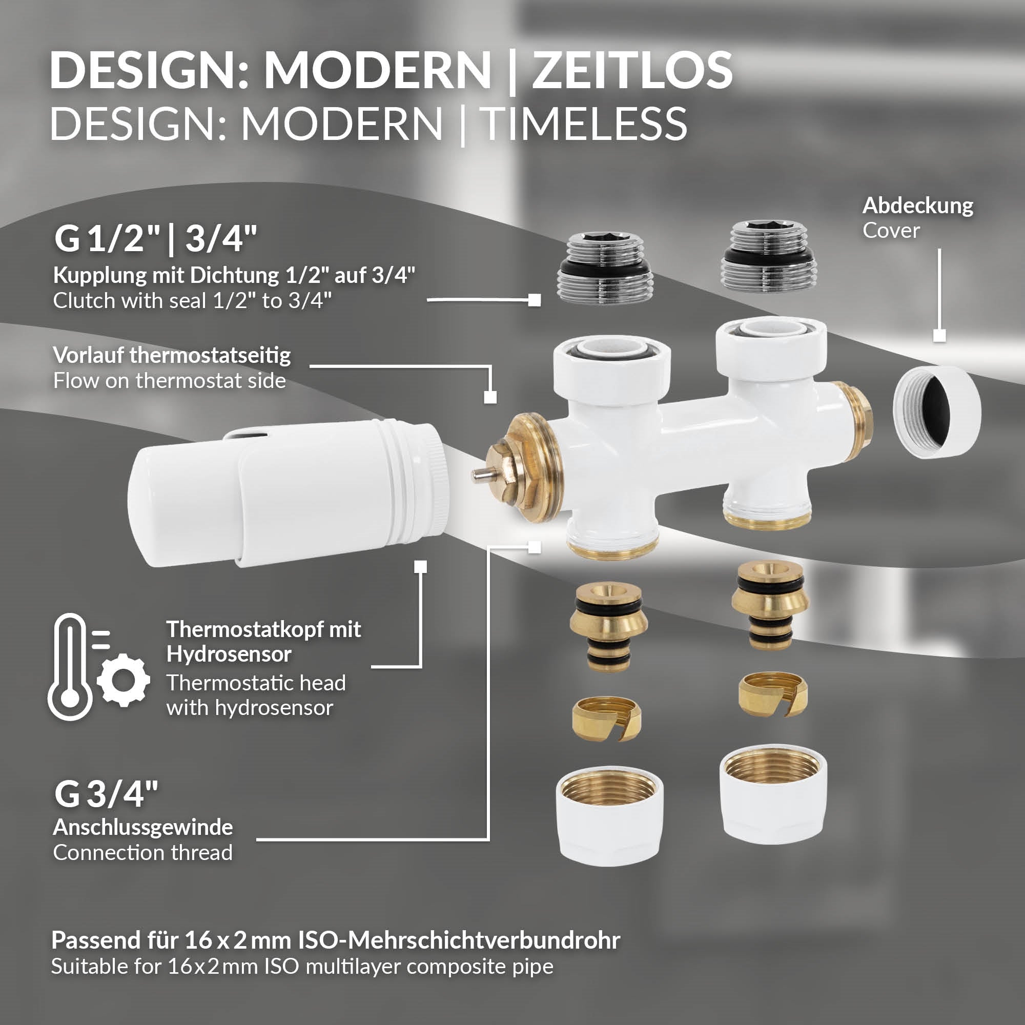 Grafik mit modernen Design-Elementen und Anschlussdetails.