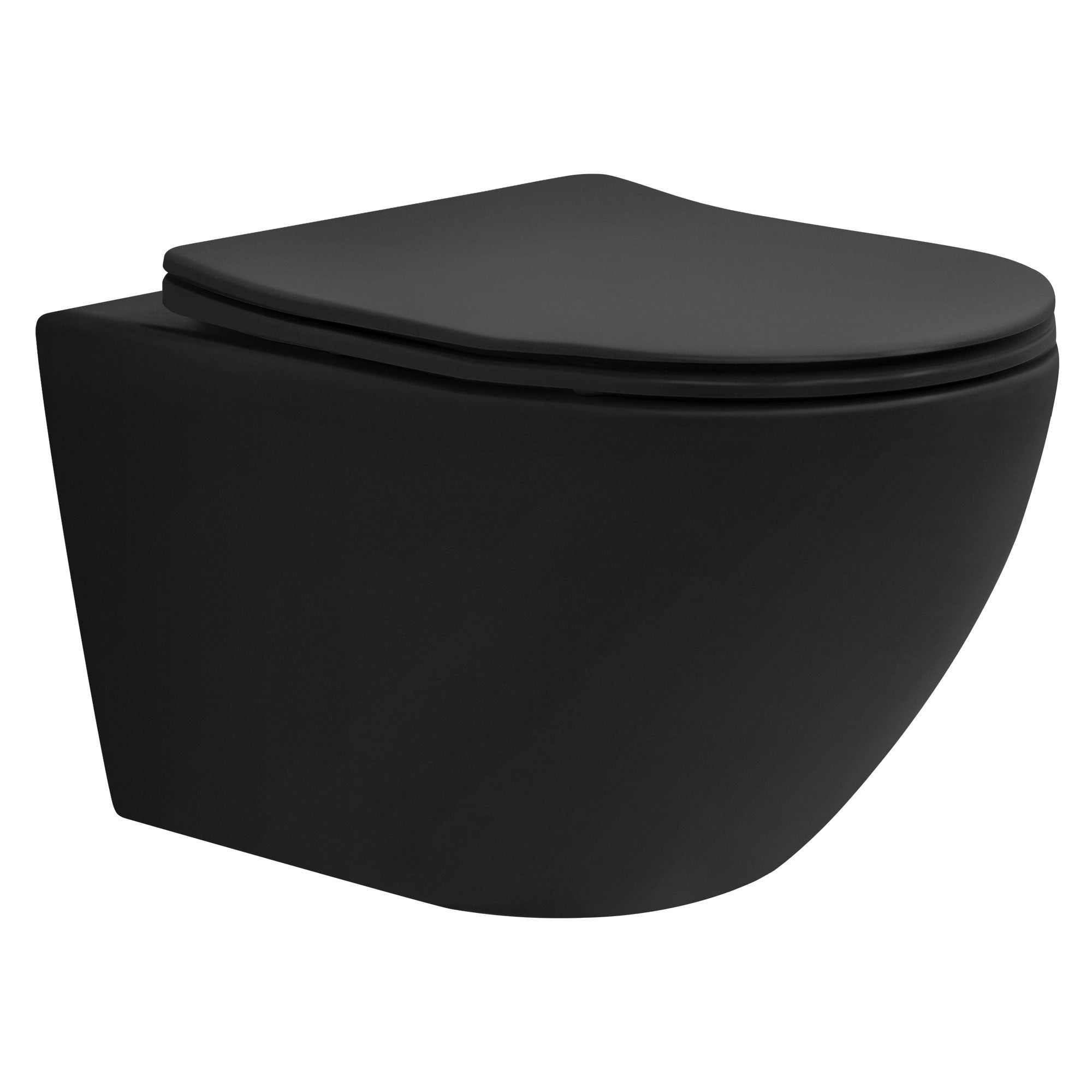 WC a parete nero senza bordo di scarico.