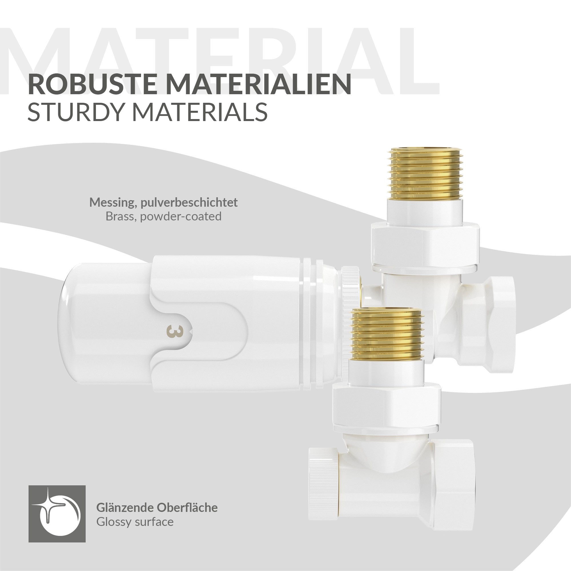 Brass valve with shiny surface and two connections.
