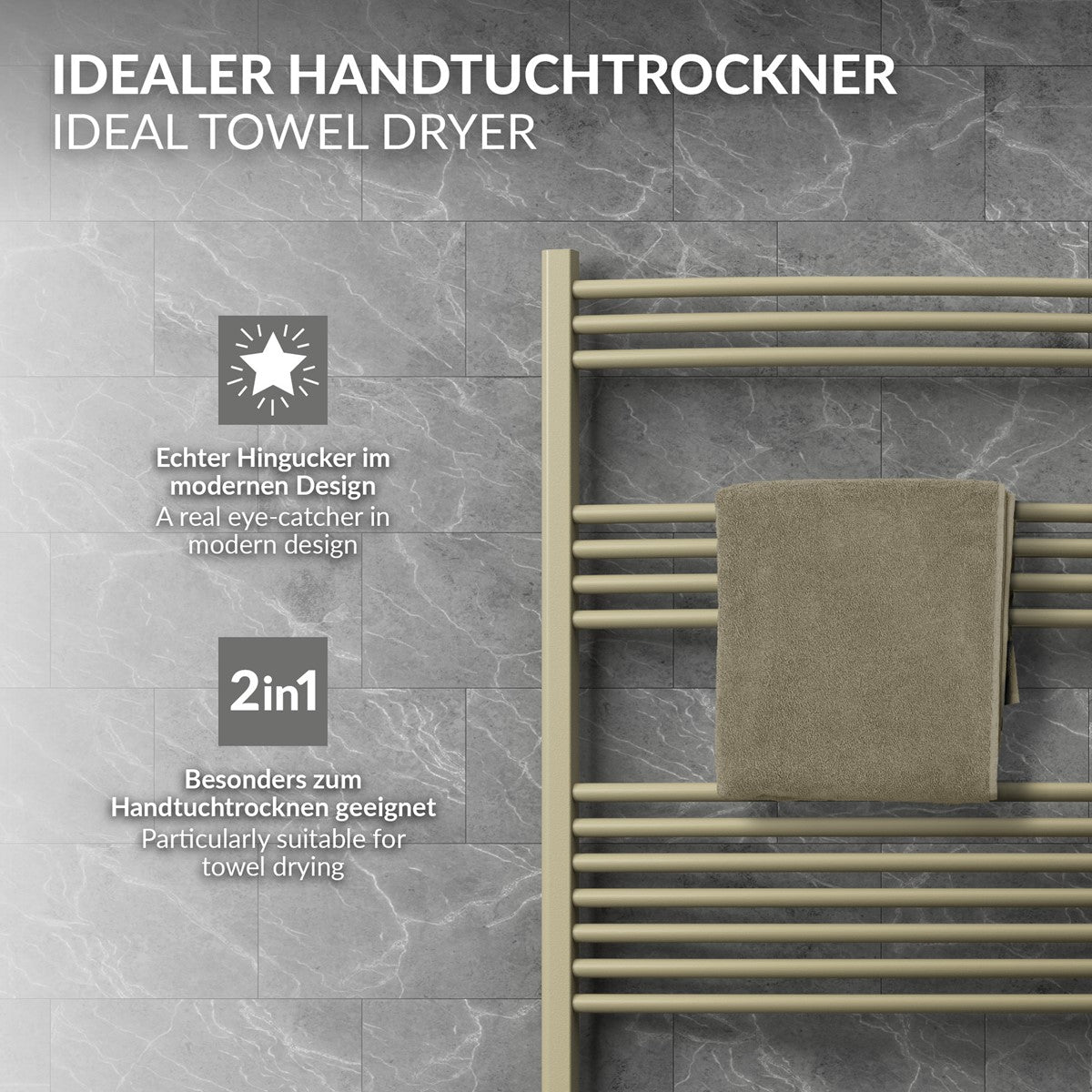 Handtuchhalter in modernem Design mit einem Handtuch darauf.