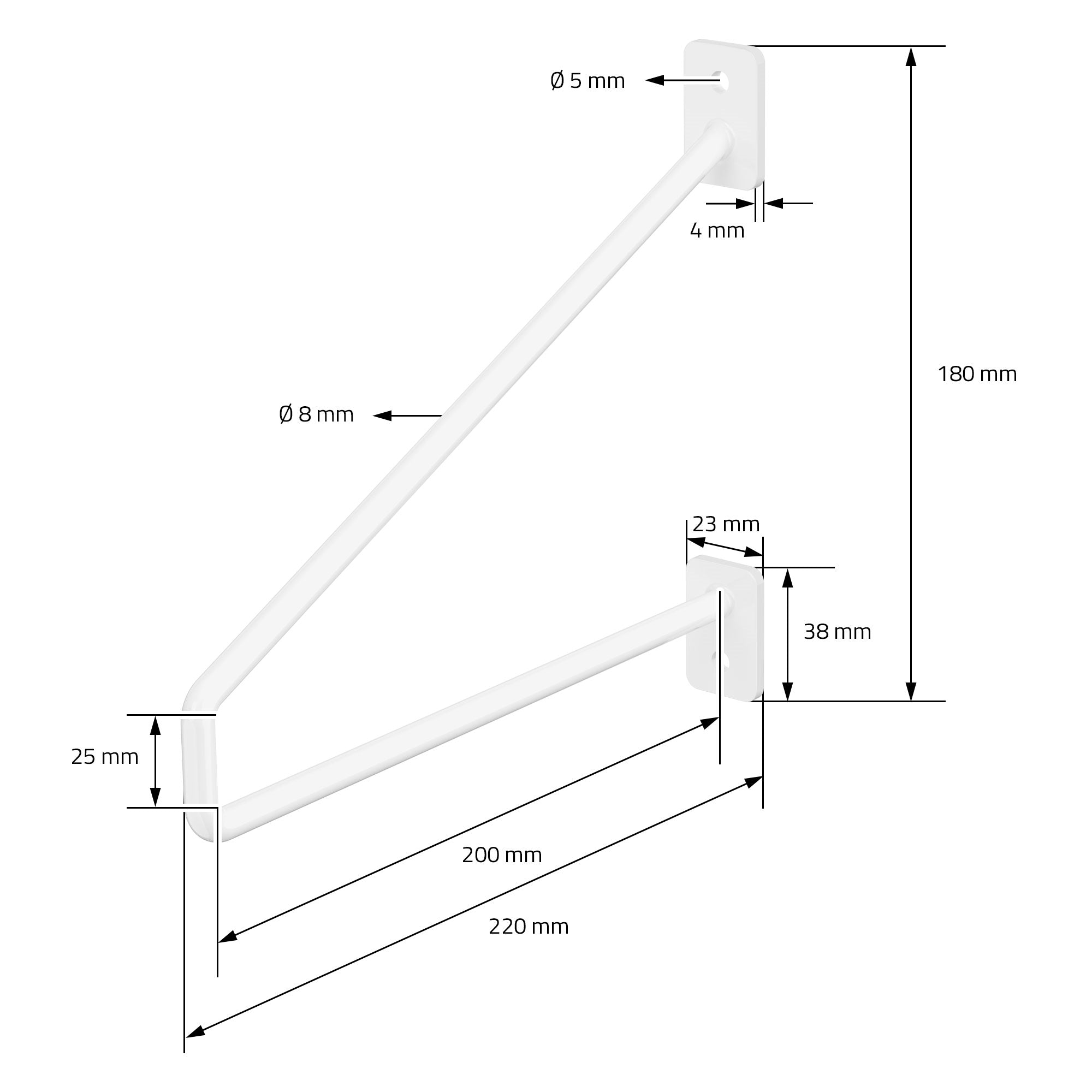 Dessin technique d'un support d'étagère avec dimensions.