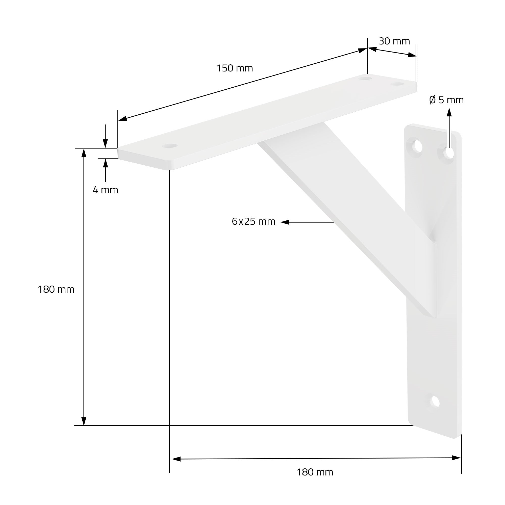 Technical drawing of a bracket with dimensions.
