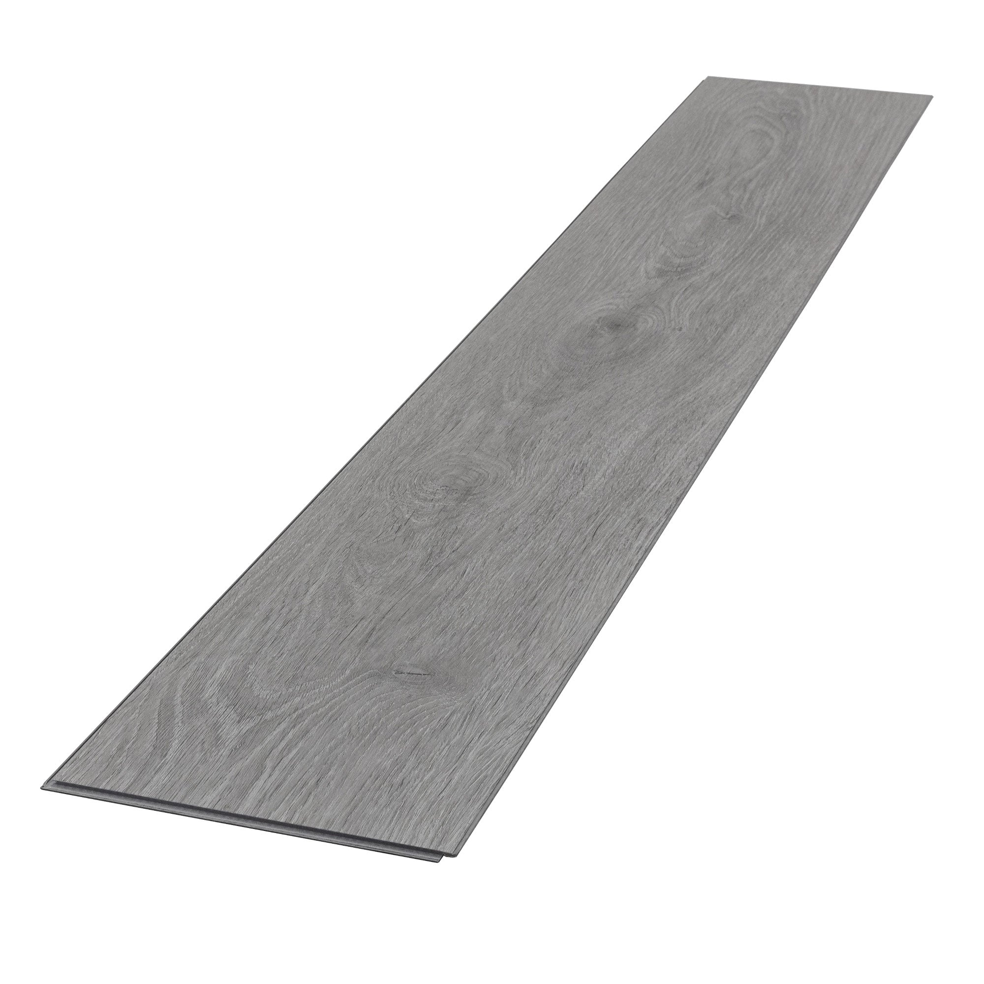 Une planche de stratifié grise sur un fond blanc.