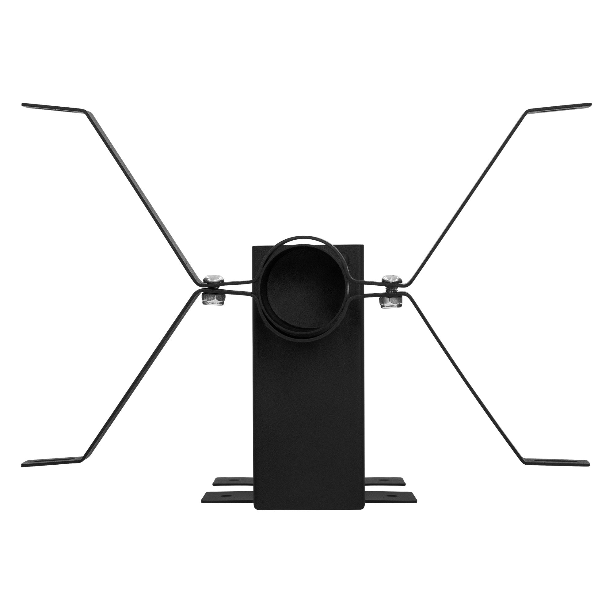 Black antenna with two long, curved brackets.
