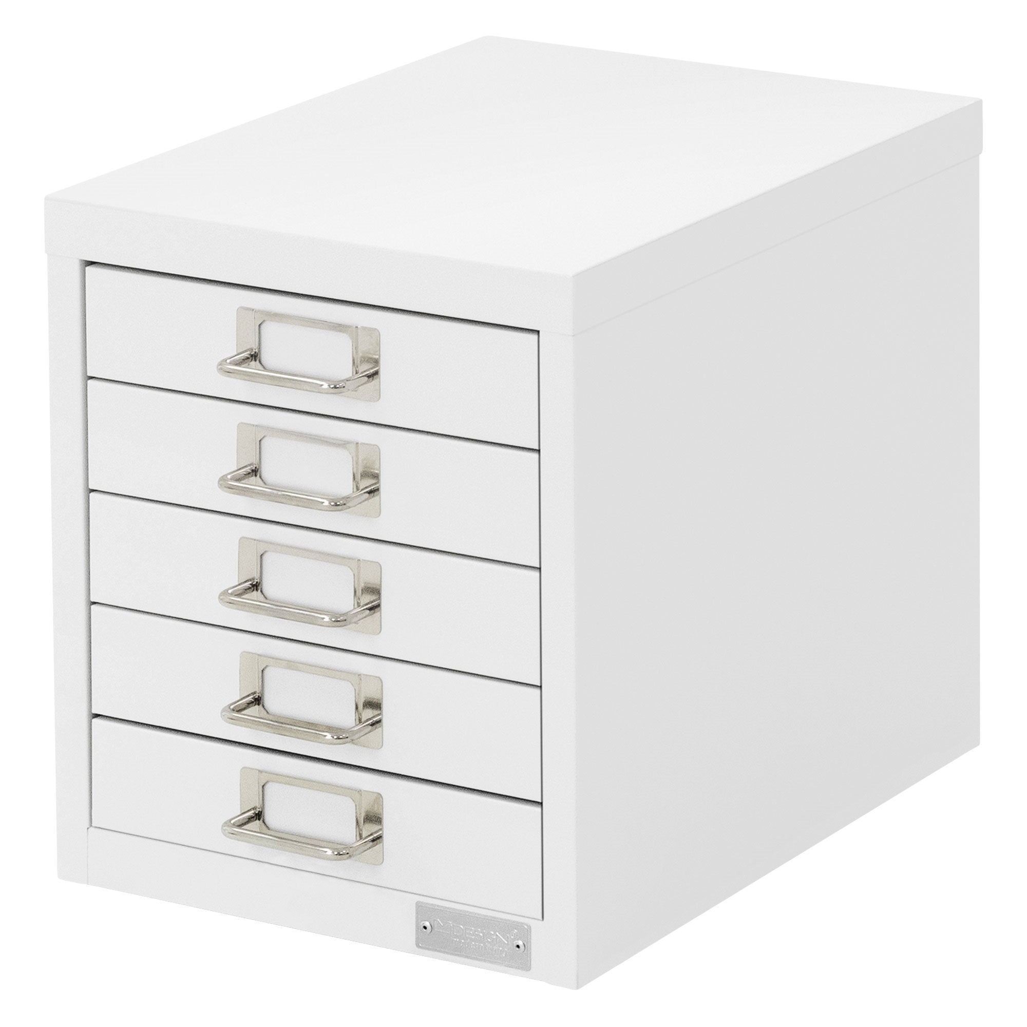 Witte opbergkast met vijf lades.