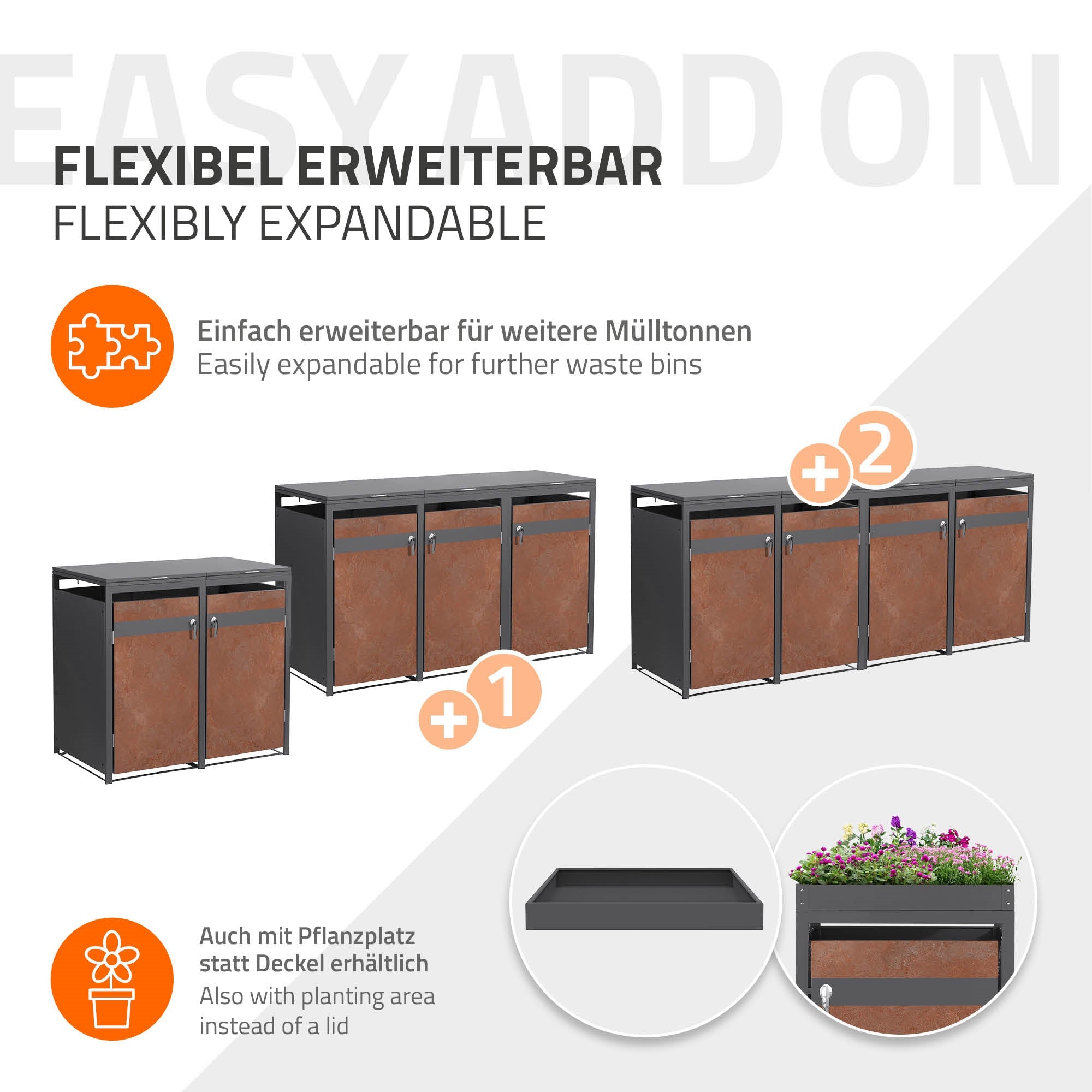 Grafik til fleksibel udvidelse af affaldscontainere.