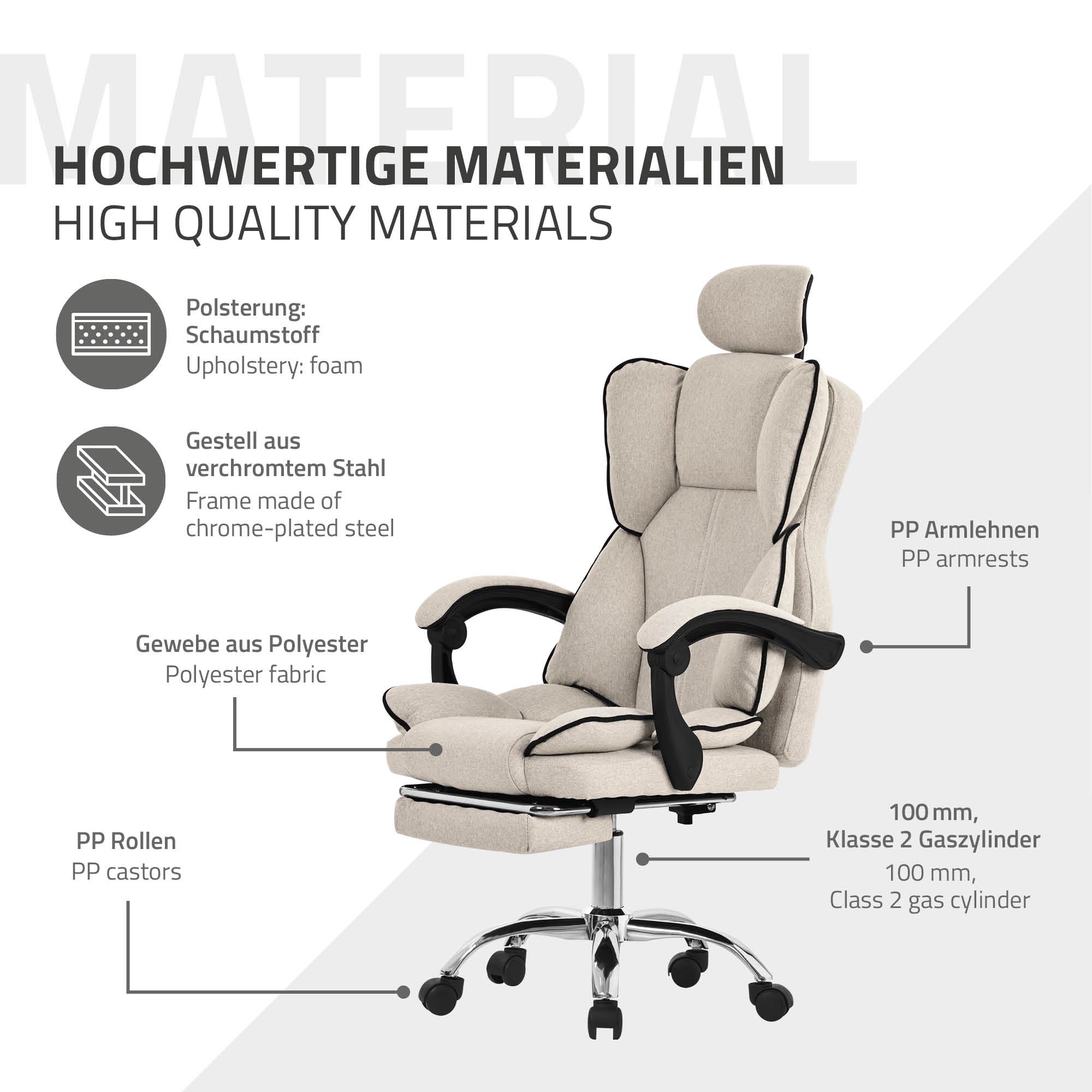Kancelářská židle z kvalitních materiálů, polstrovaná a s opěrkami.