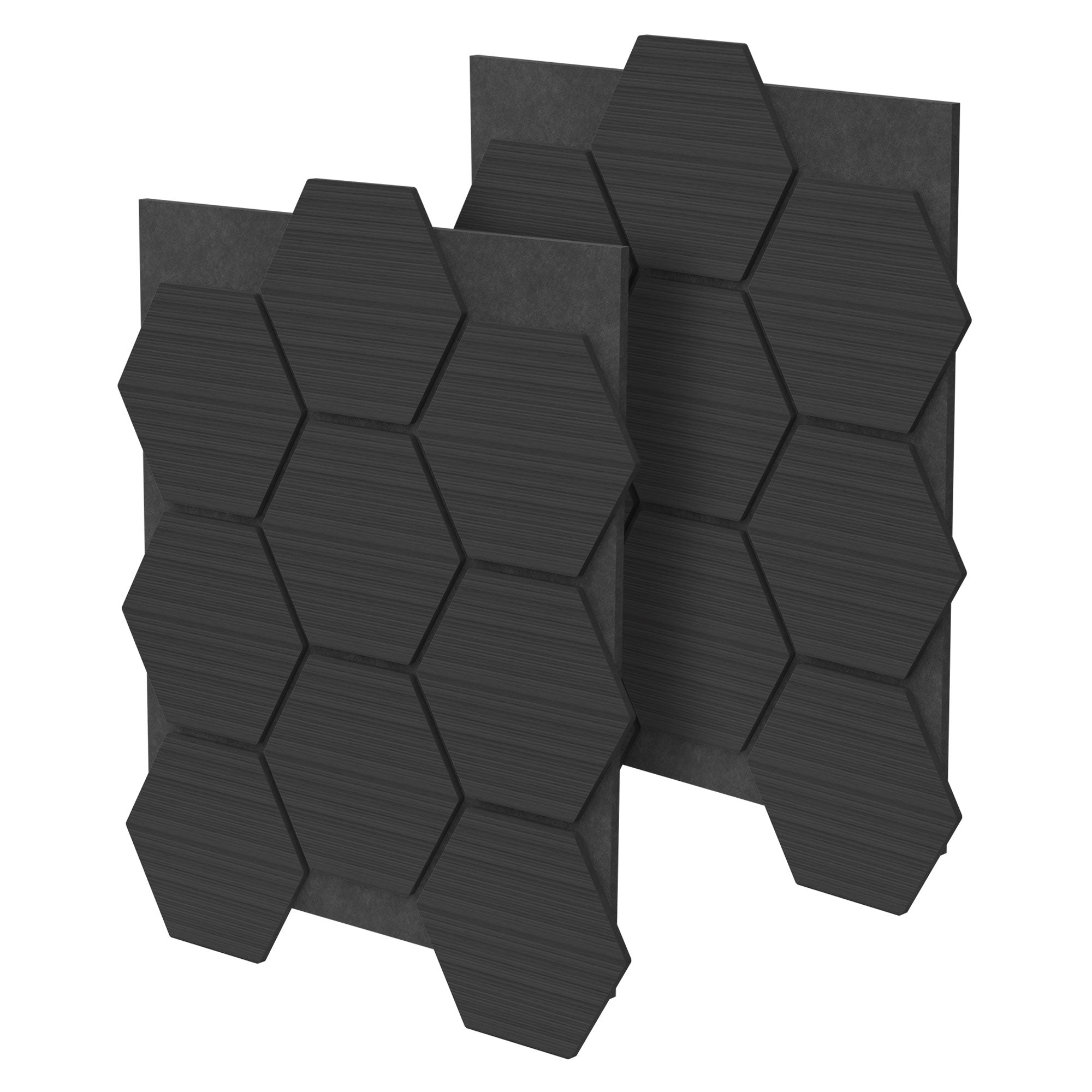 Zwei hexagonale Paneele in Schwarz auf einem weißen Hintergrund.