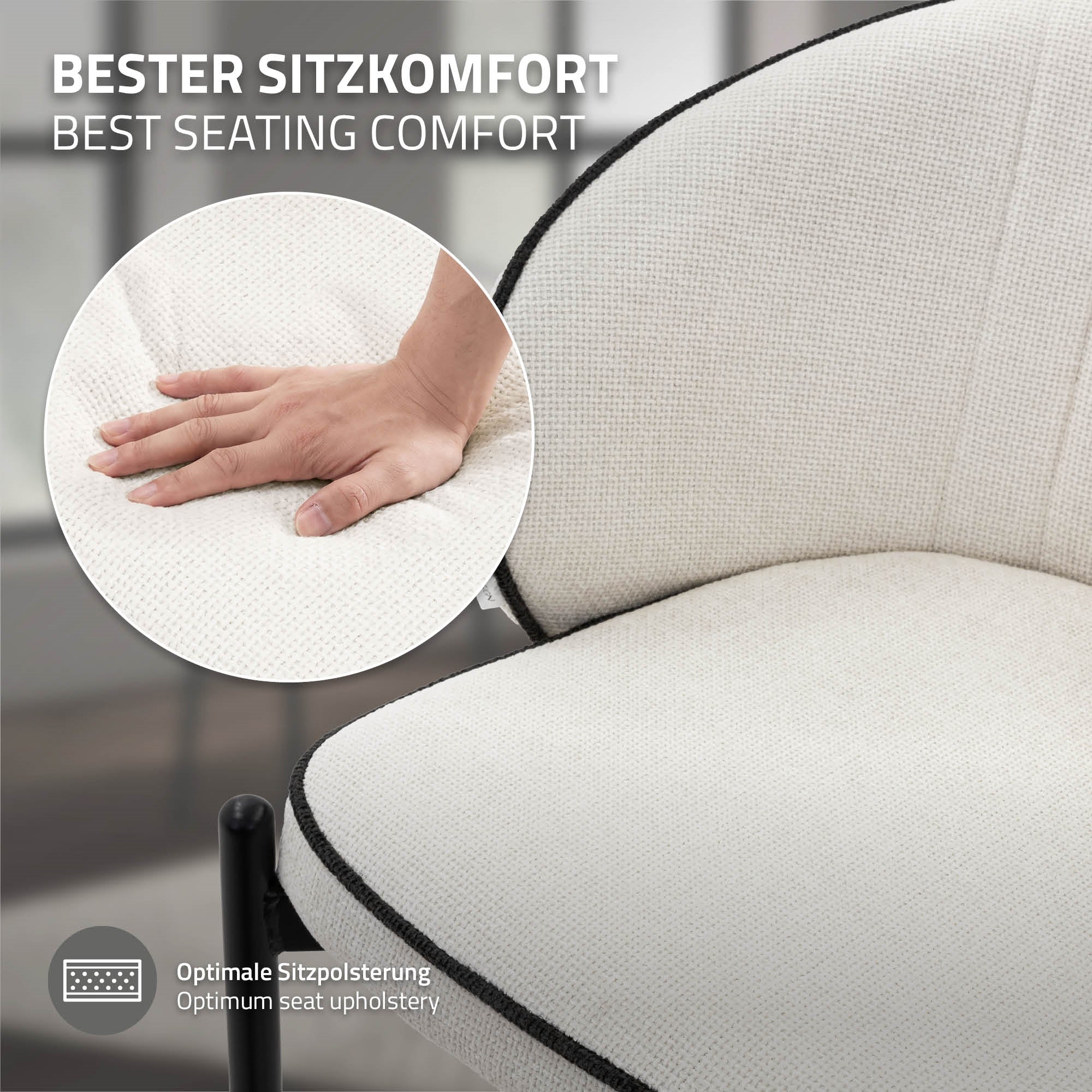 Nahaufnahme von einem Stuhl mit Hand auf der Sitzfläche.