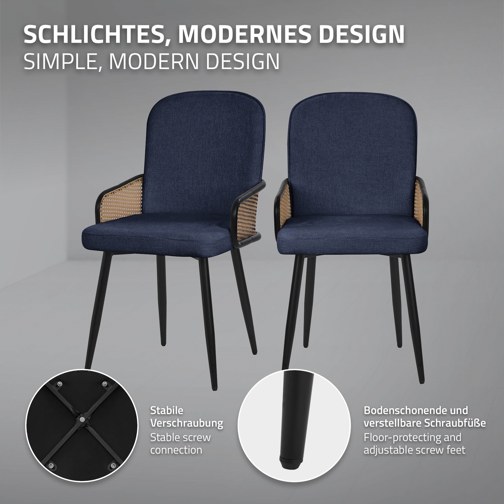 Deux chaises modernes avec un cadre solide et un design épuré.