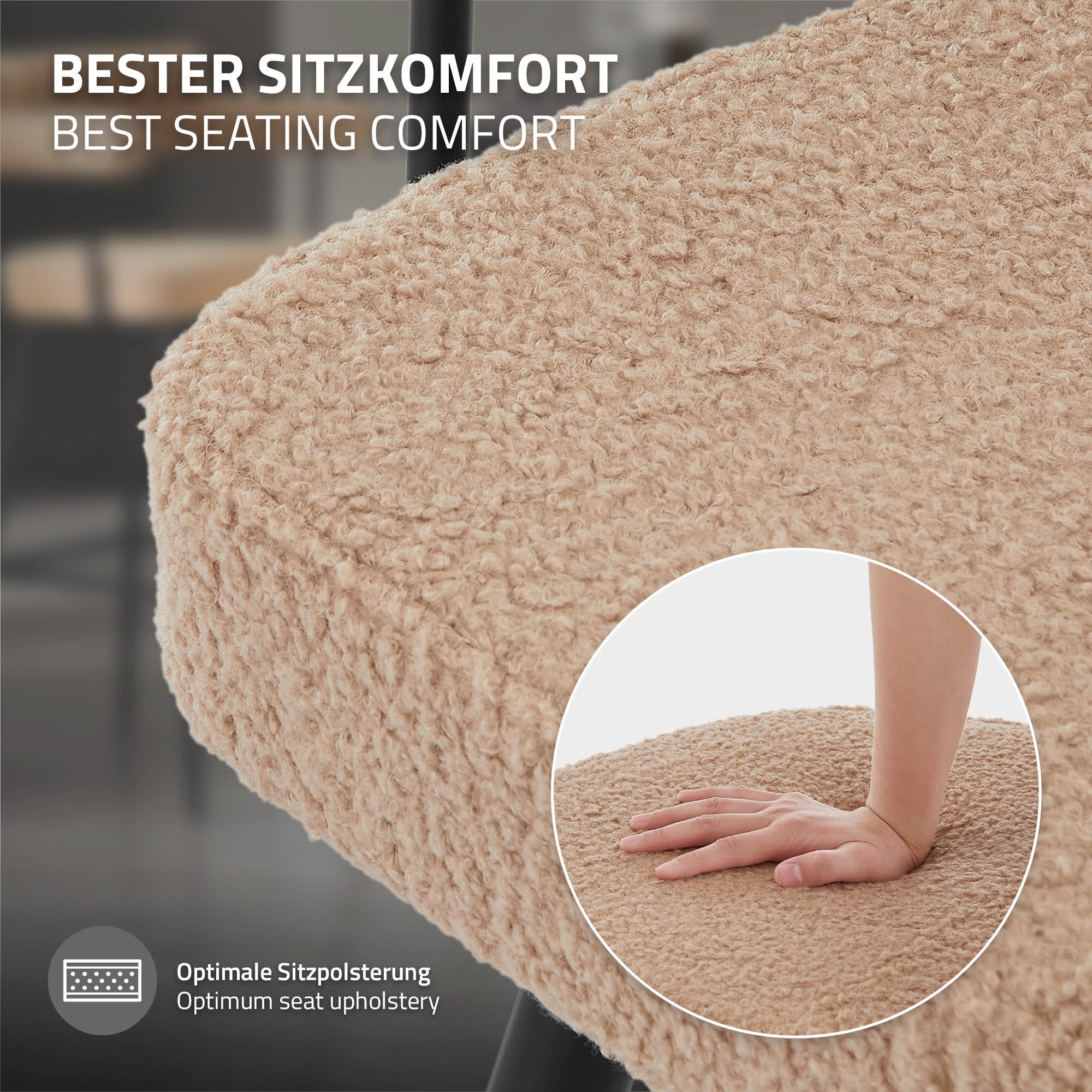 Gros plan sur un tabouret de bar avec un rembourrage beige doux.