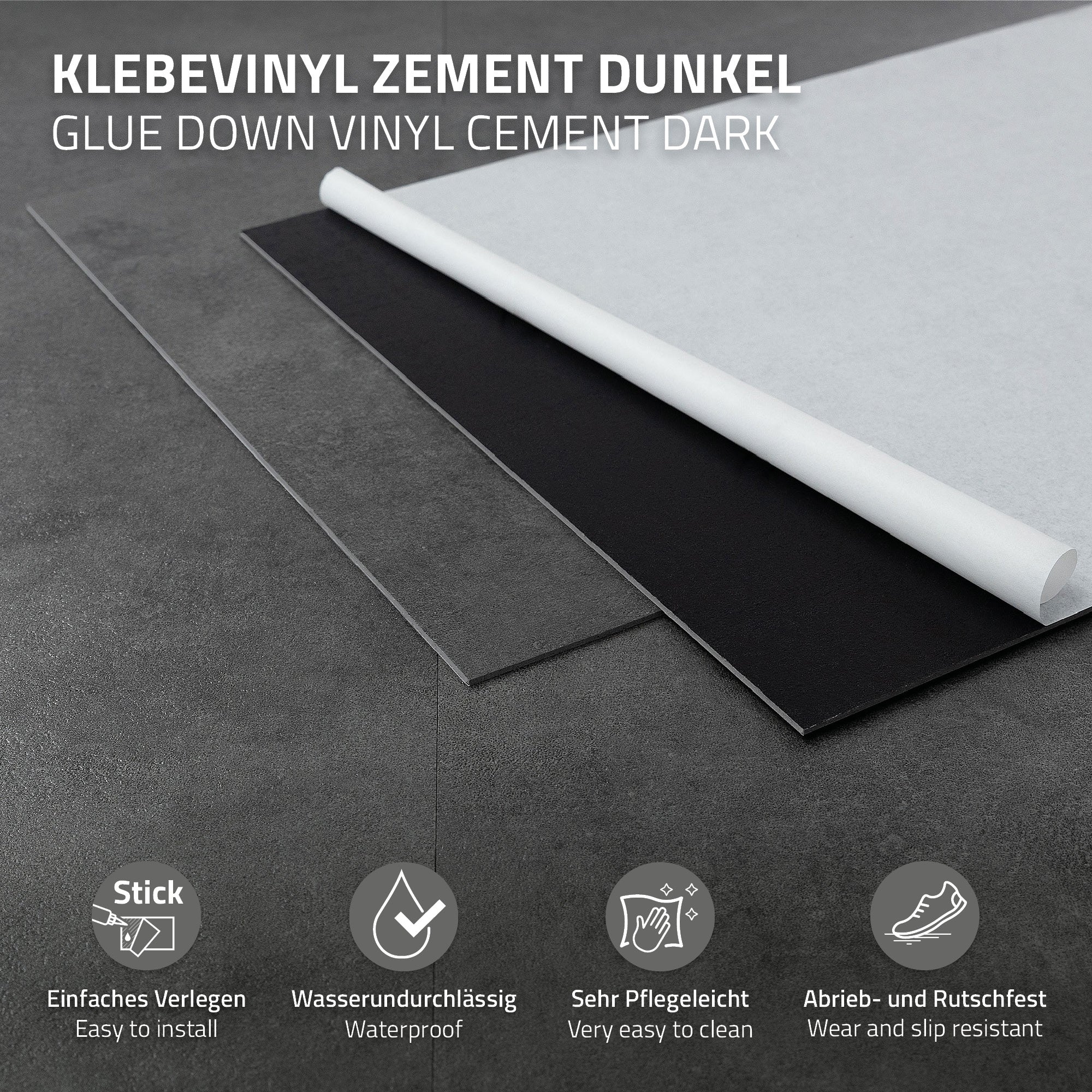 Twee vloerpanelen in donkere en lichte kleur op een donkere